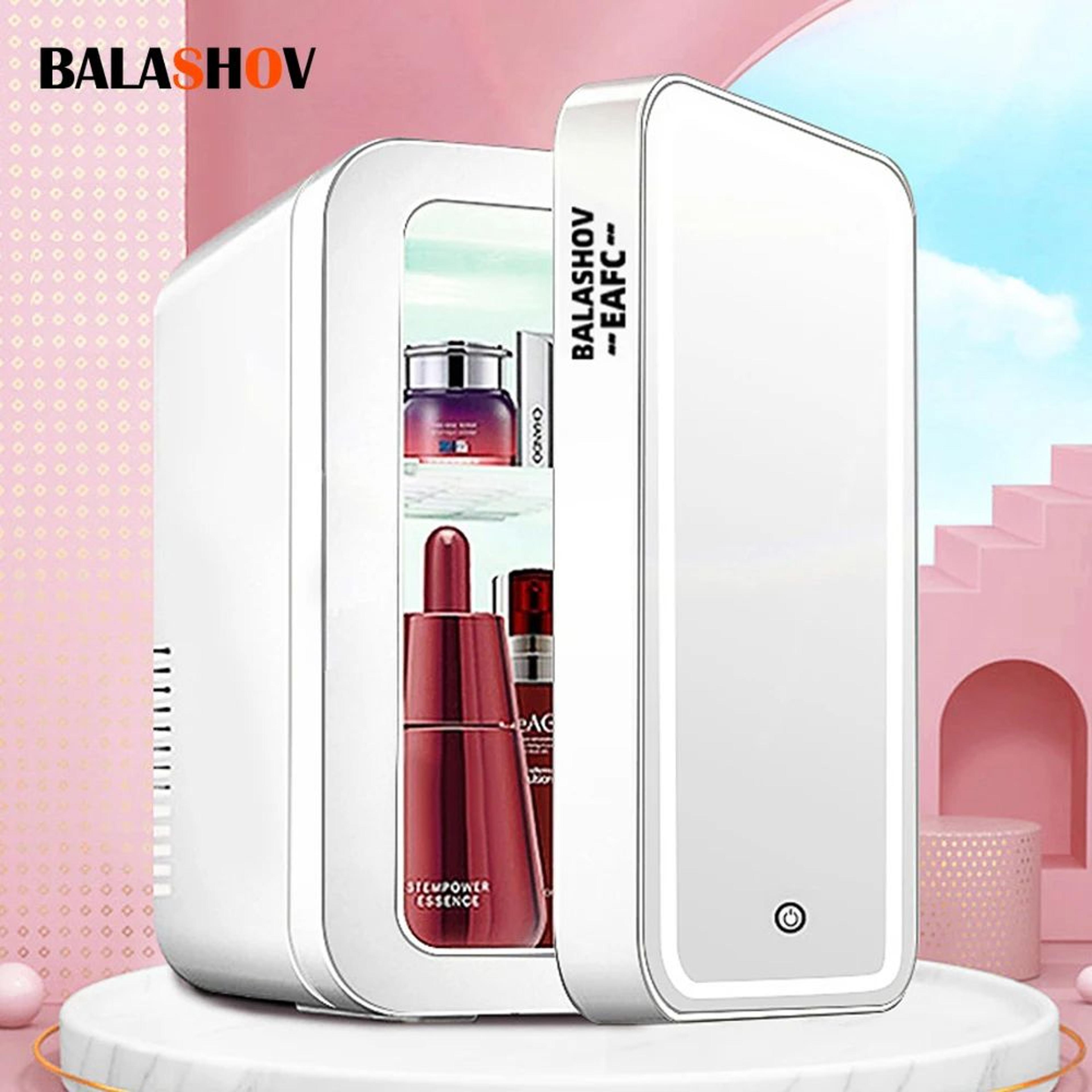4L Mini Makeup Fridge With LED Light Mirror Portable Cosmetic Storage Refrigerator For Home Car Dua 0