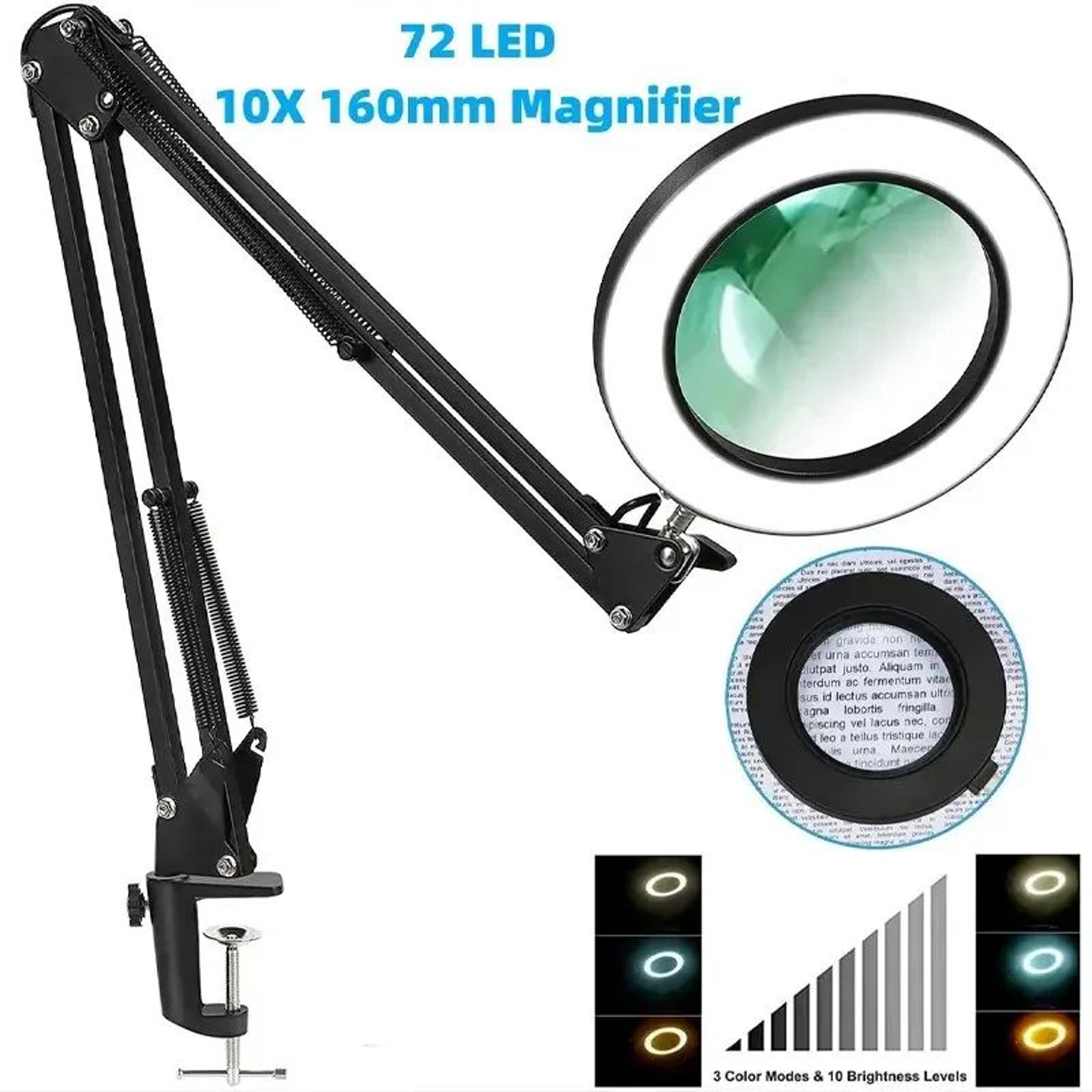 magnifier usb 3 colors led magnifying glass for soldering iron repair, table lamp, skincare beauty