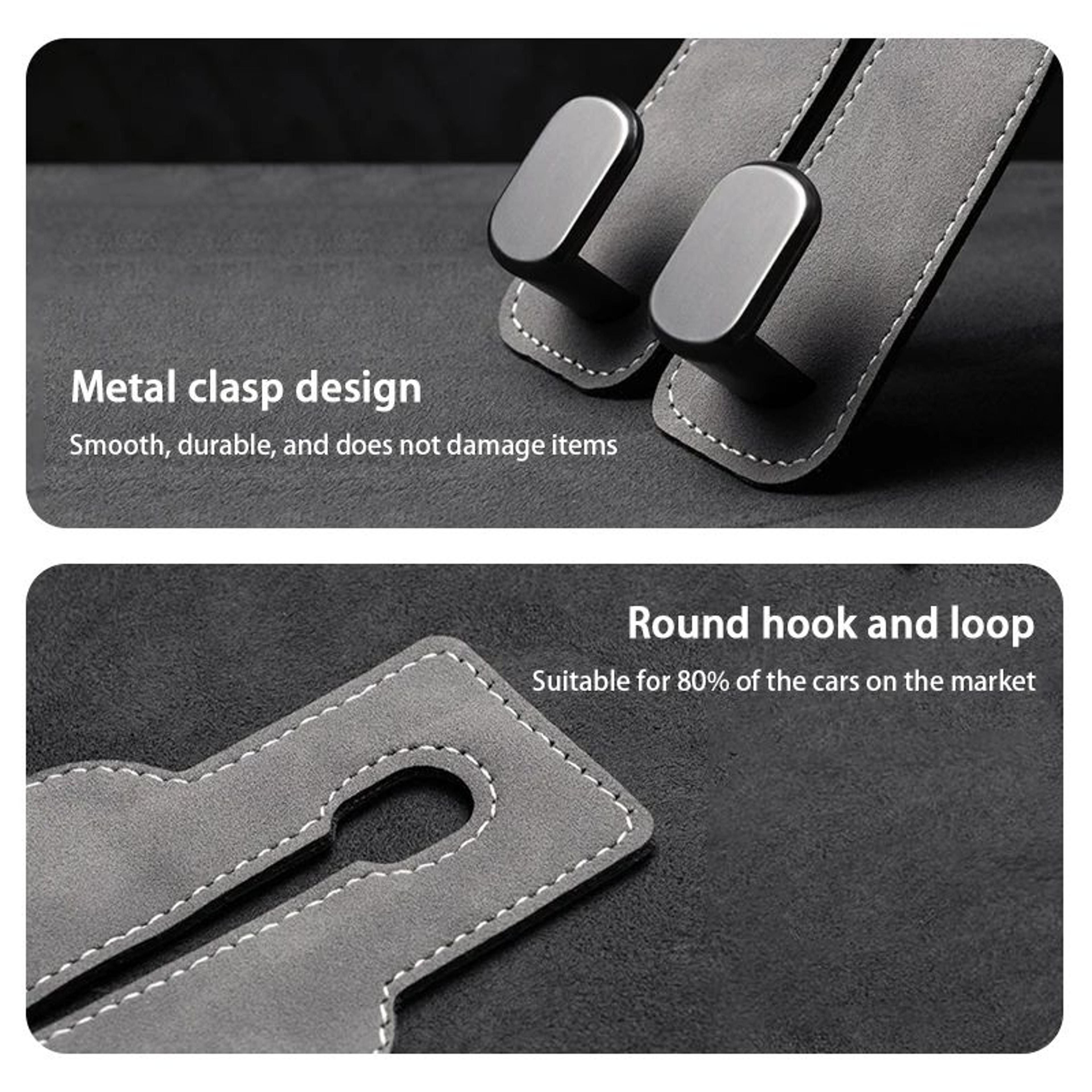 SEAMETAL Car Headrest Hook Premium Suede Alloy Dual Rear Seat Hanging Hanger Universal Car Hook Pho 3