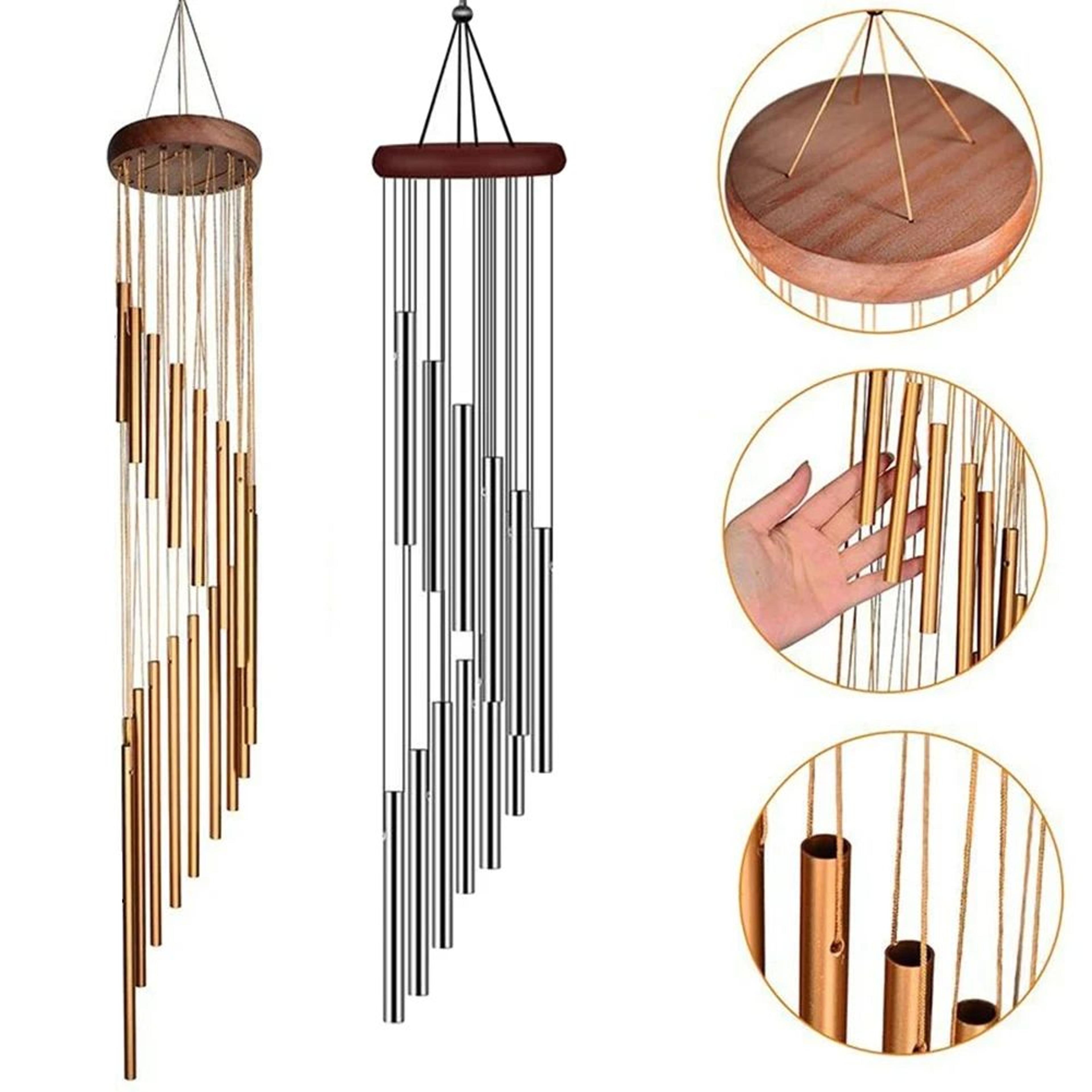 aluminum alloy wind chimes with hook gold/silver bells for outside garden yard wedding memorial party decoration gifts