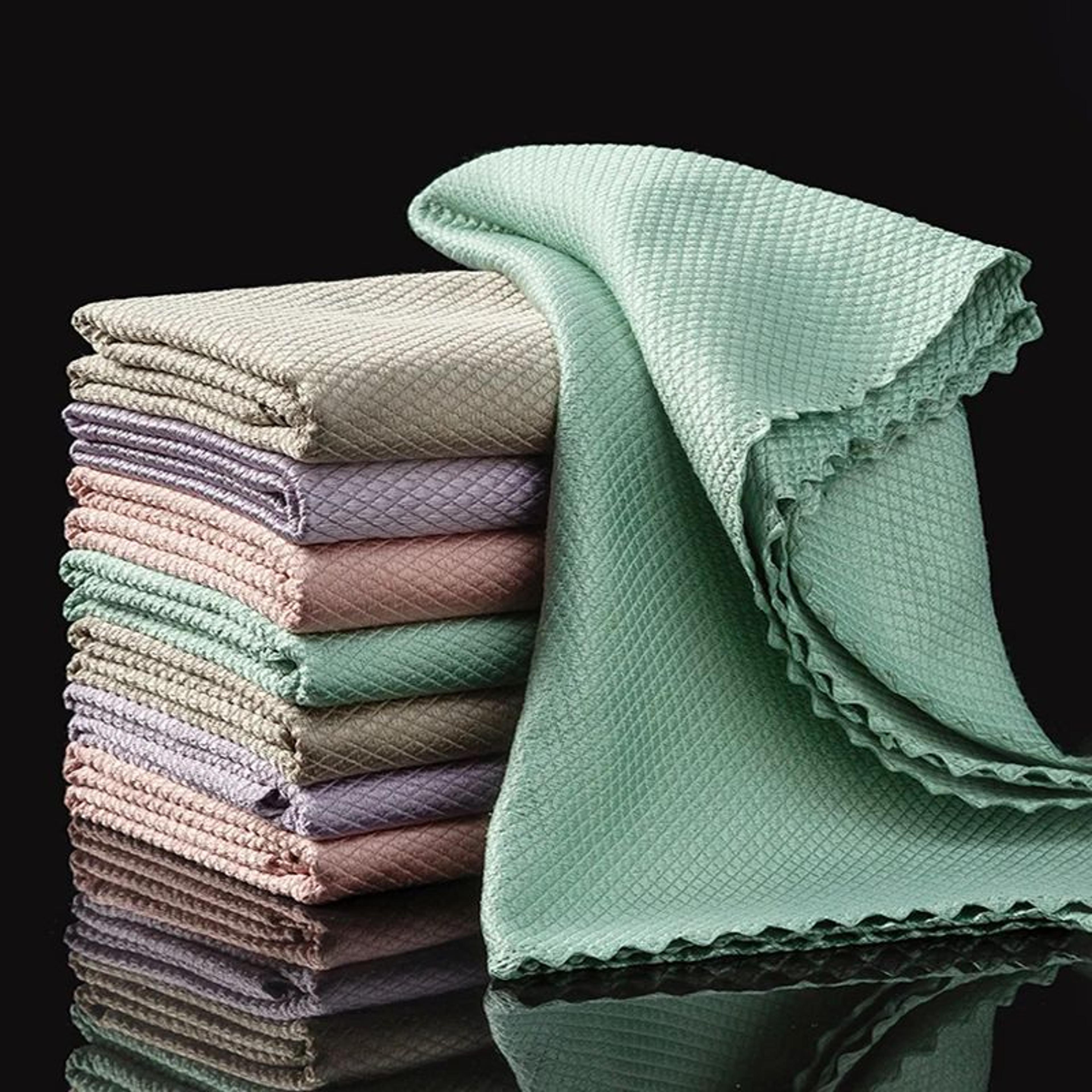Microfiber Glass Cleaning Cloth Rag Lint Free Reusable Fish Scale Polishing Towels For Windows Car  0