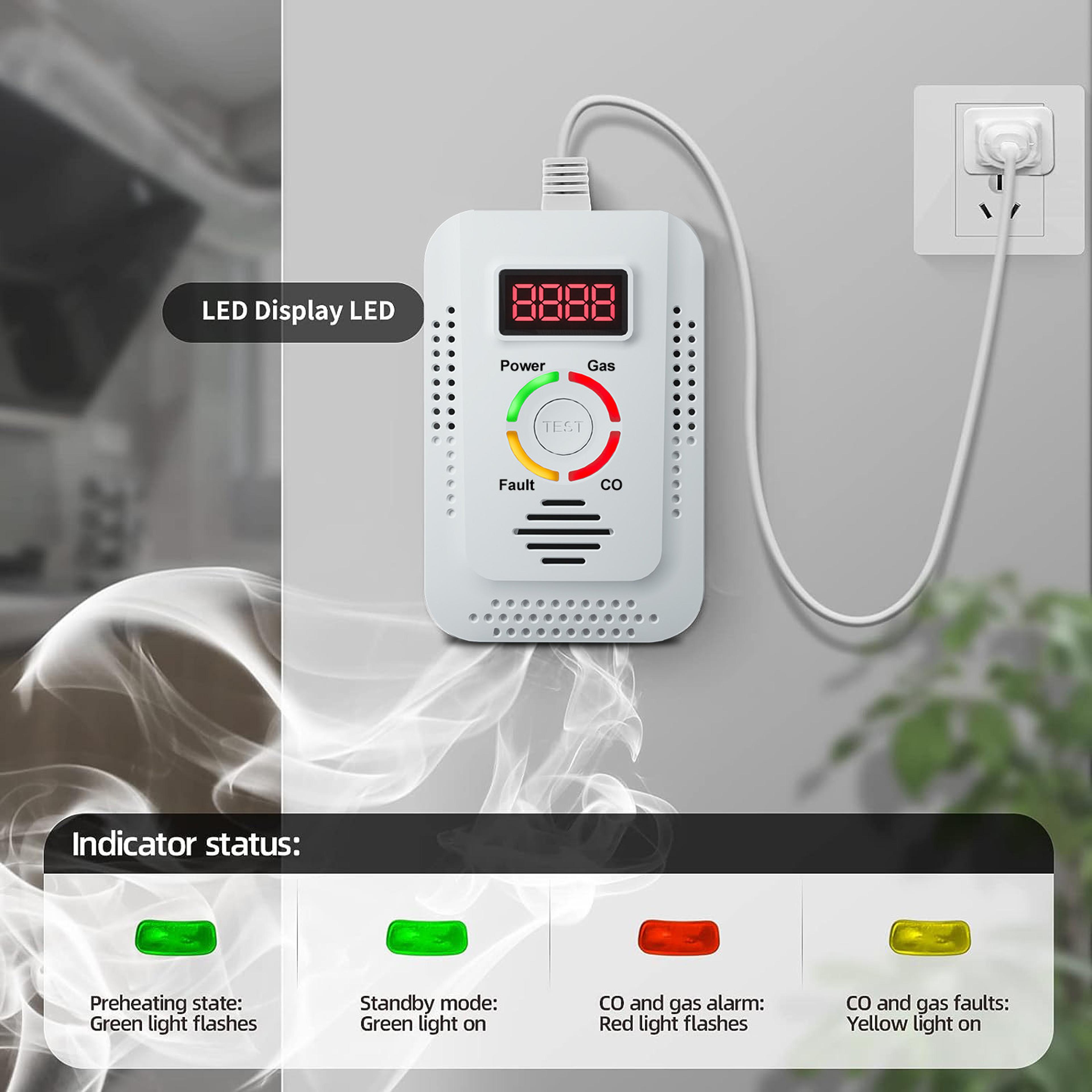 combustible gas leak detector & co monitor, natural gas detector for co, lng, lpg, methane protection