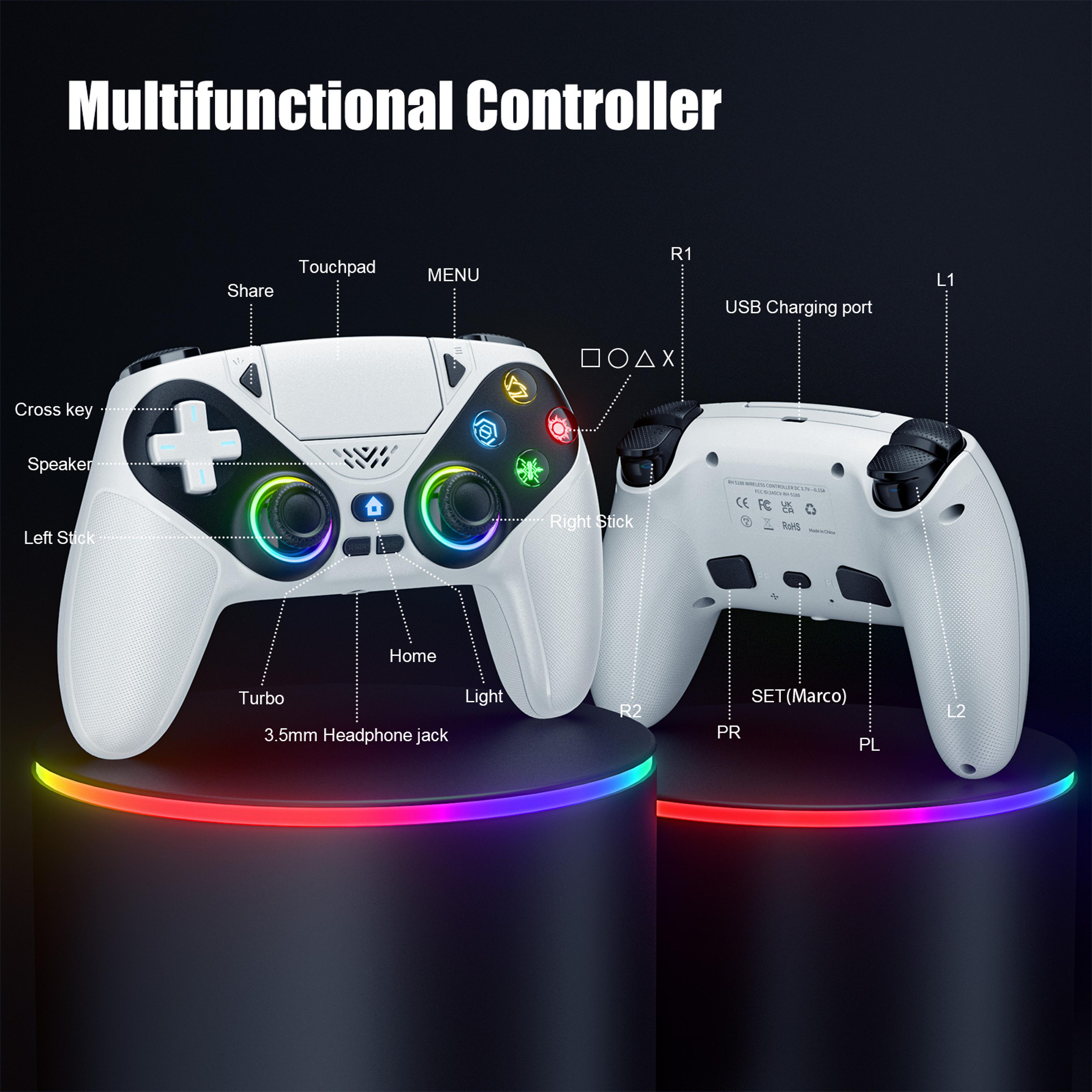 PS5 Wireless Controller For Playstation 5 Turbo Bluetooth Gamepad For PC Console Dual Sense Vibrati 2