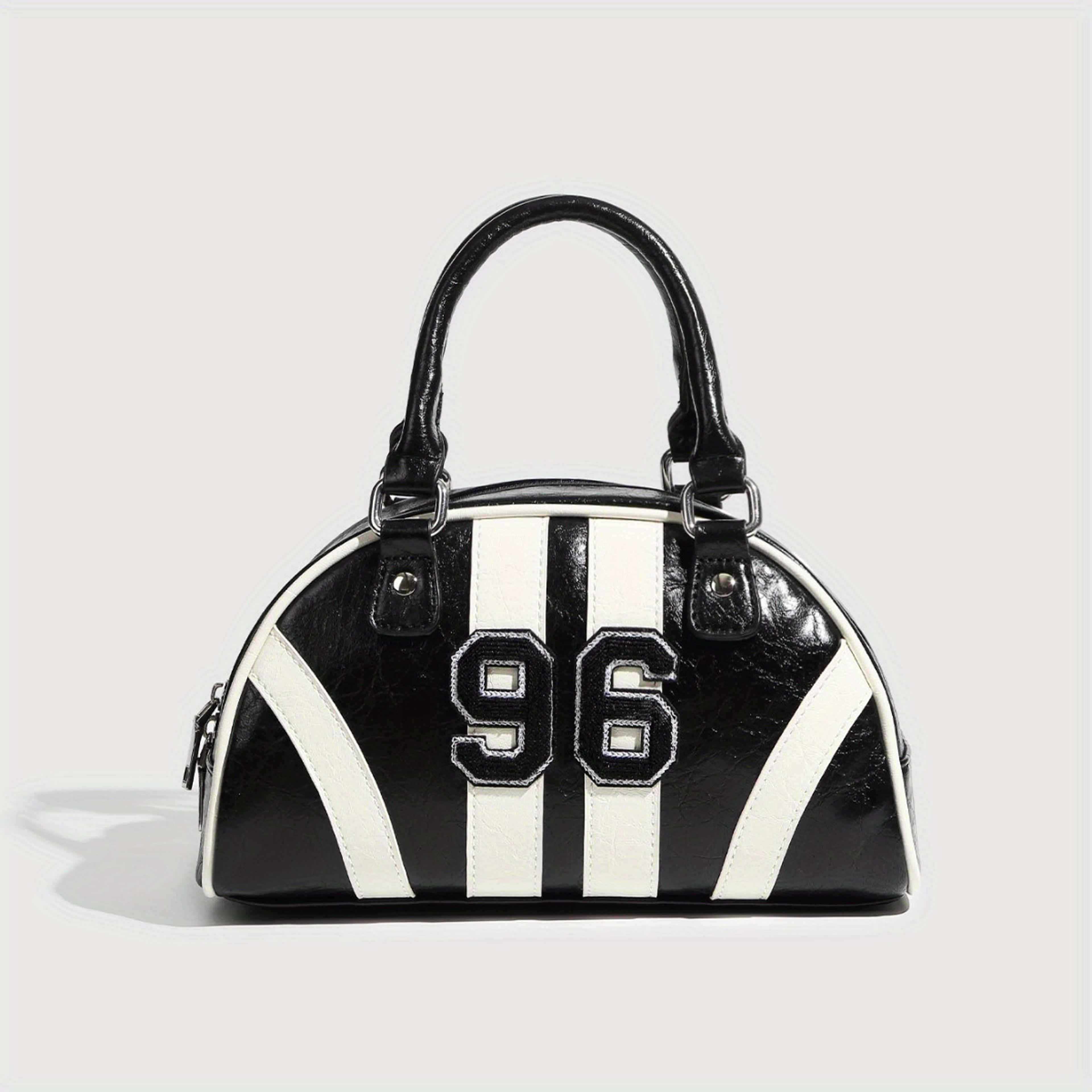 women trendy boston bag handbag, niche shoulder crossbody bag, fashion racing bowling purse for everyday use