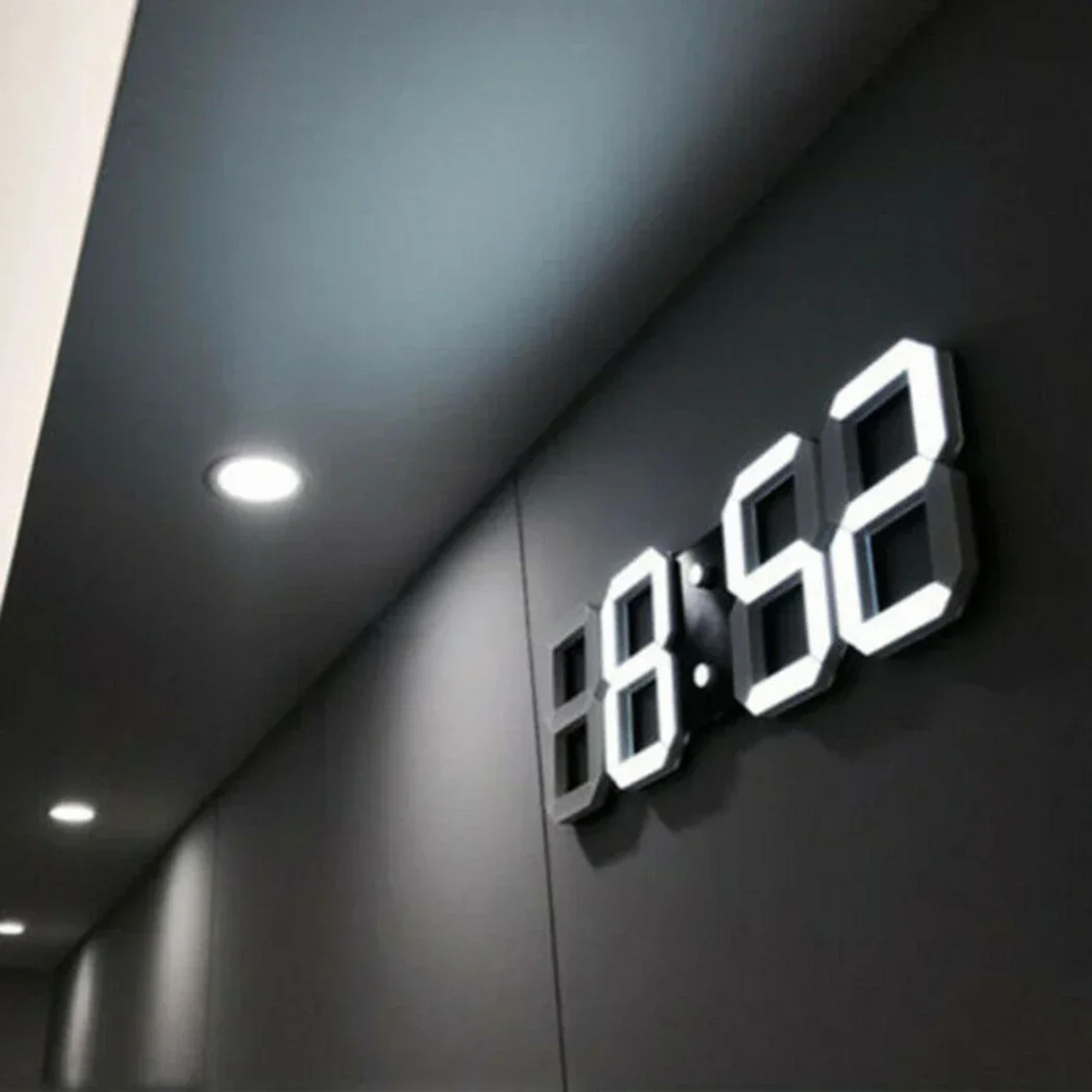 Large 3D LED Wall Clock Digital Display Alarm Clock Time Temp Date Function Table Or Wall Mount 1