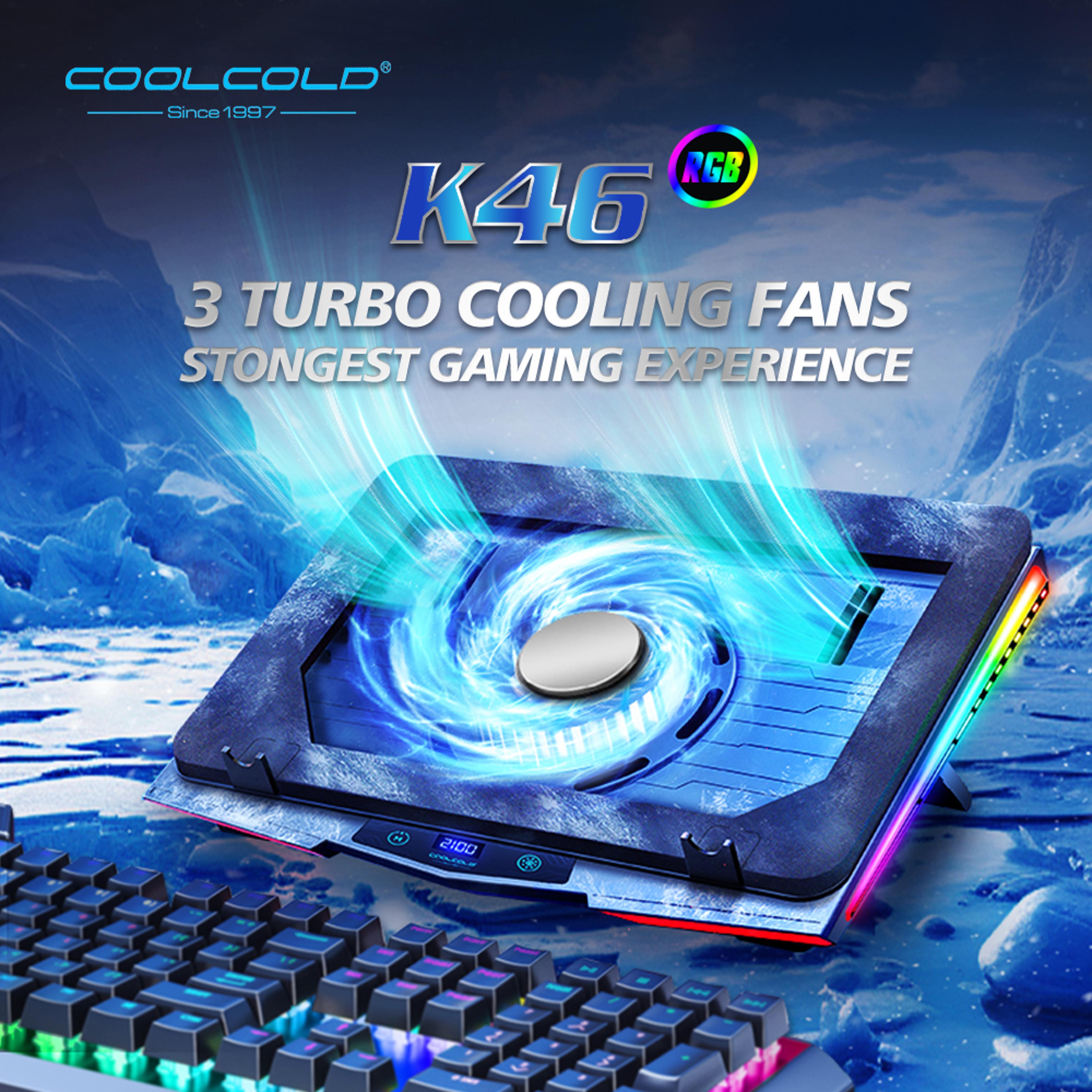 air compression rgb laptop cooling pad, ultra quiet usb cooler, adjustable stand, fast heat dissipation for gaming