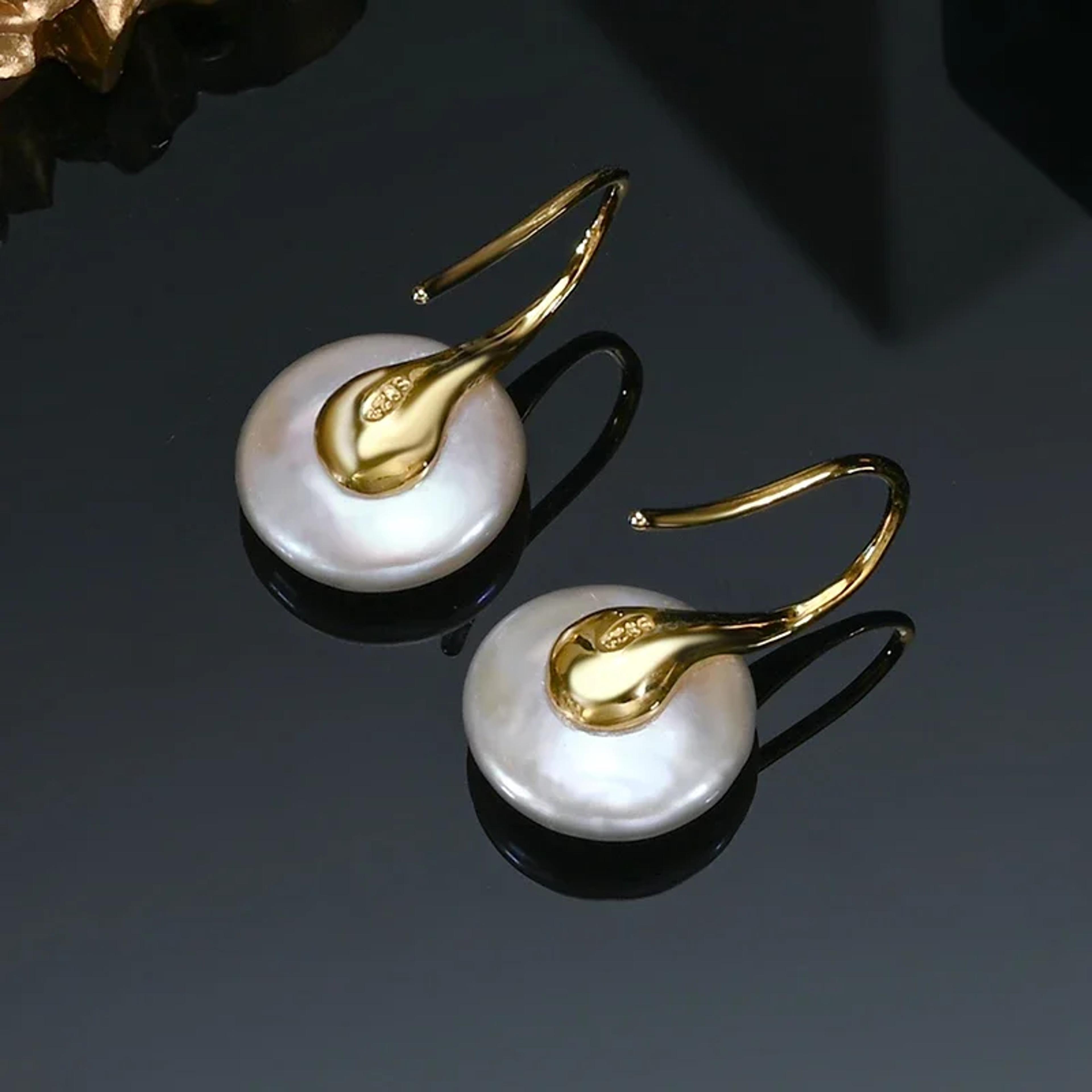 925 Sterling Silver Pearl EarringsButton Shape Baroque Freshwater Pearl Studs In 11 13mm For A Time