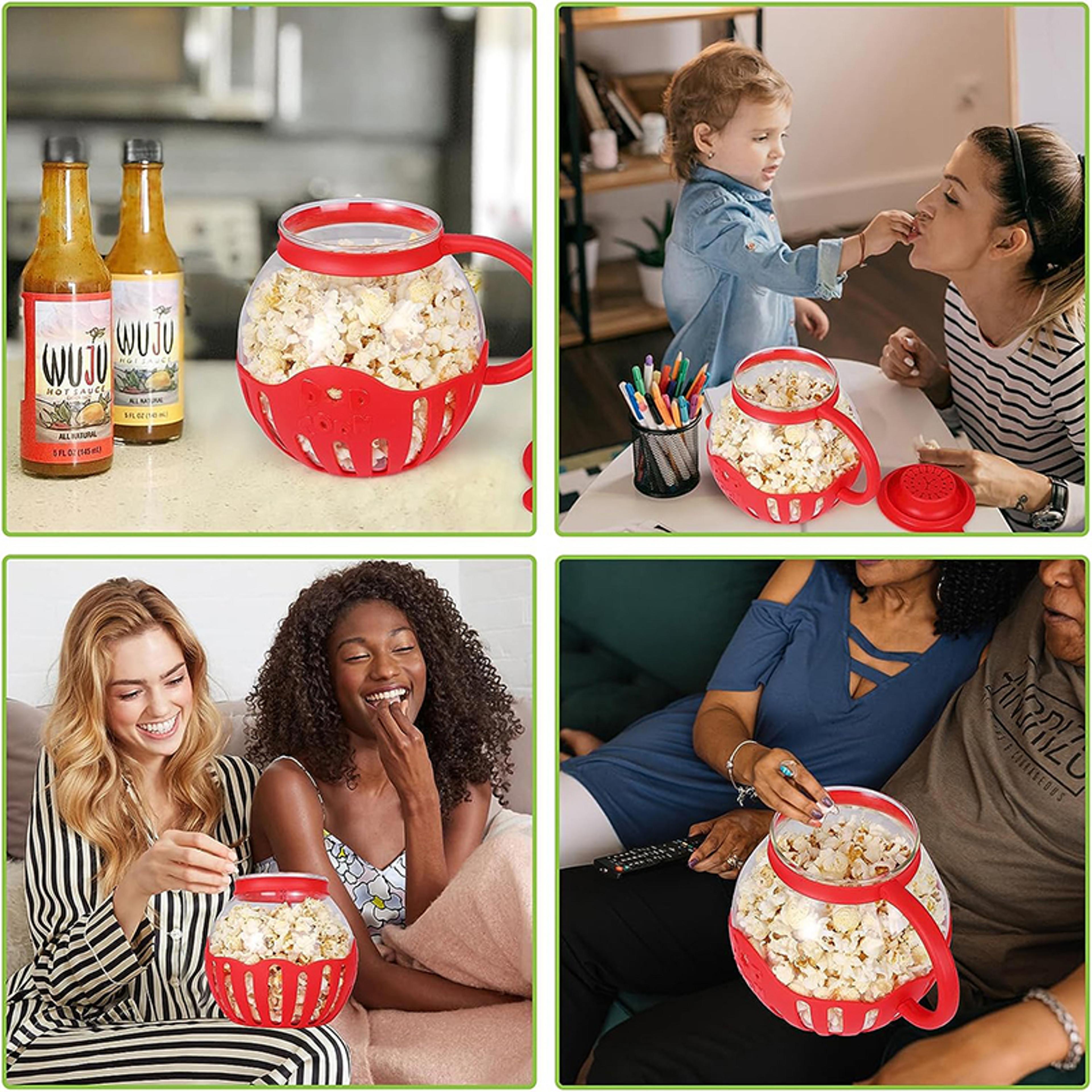 Microwave Popcorn Popper Glass Popcorn Maker With Silicone Lid Temperature Safe Borosilicate Glass  5