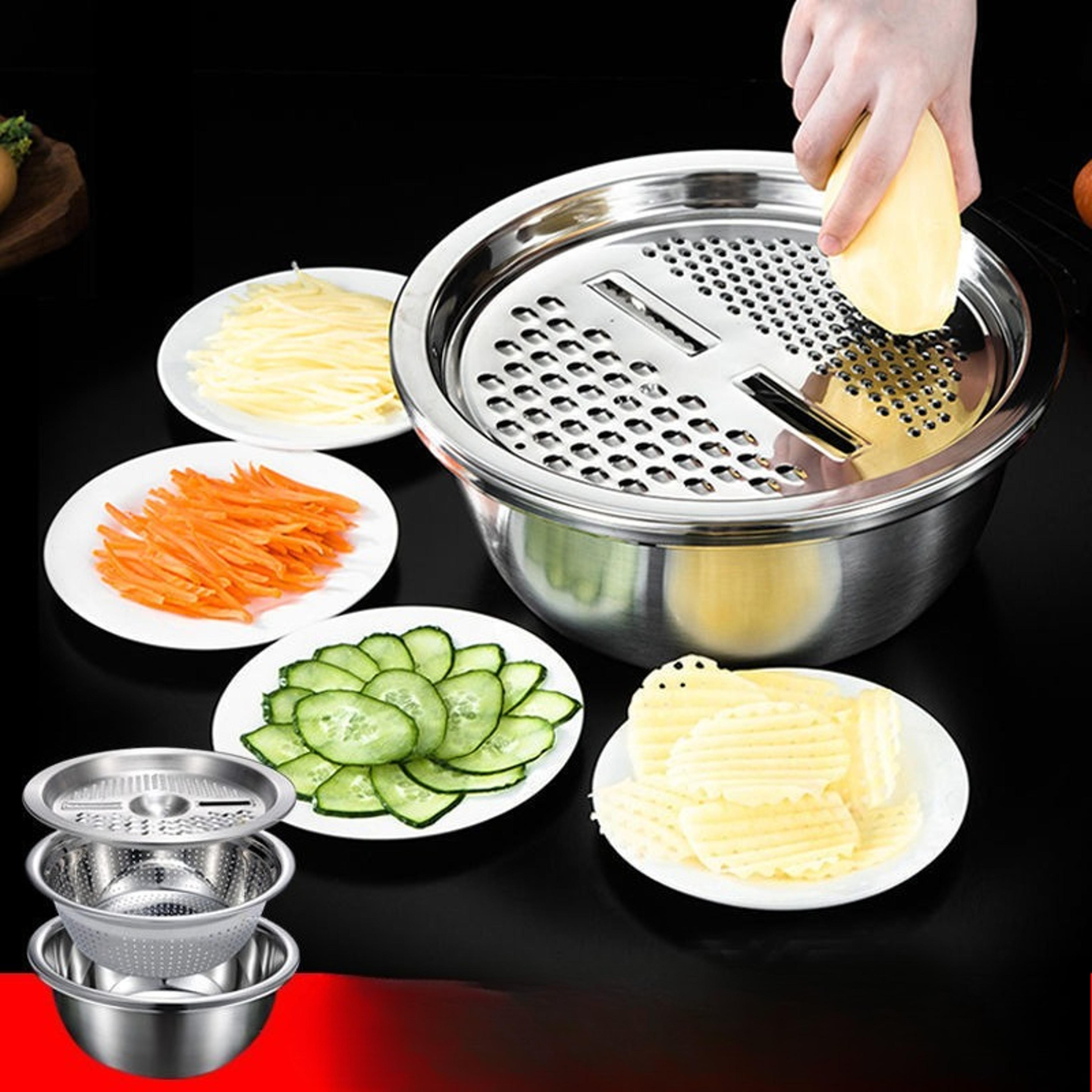 FreshPrep Vegetable Slicer  Drain Basket Kitchen Prep Set 1