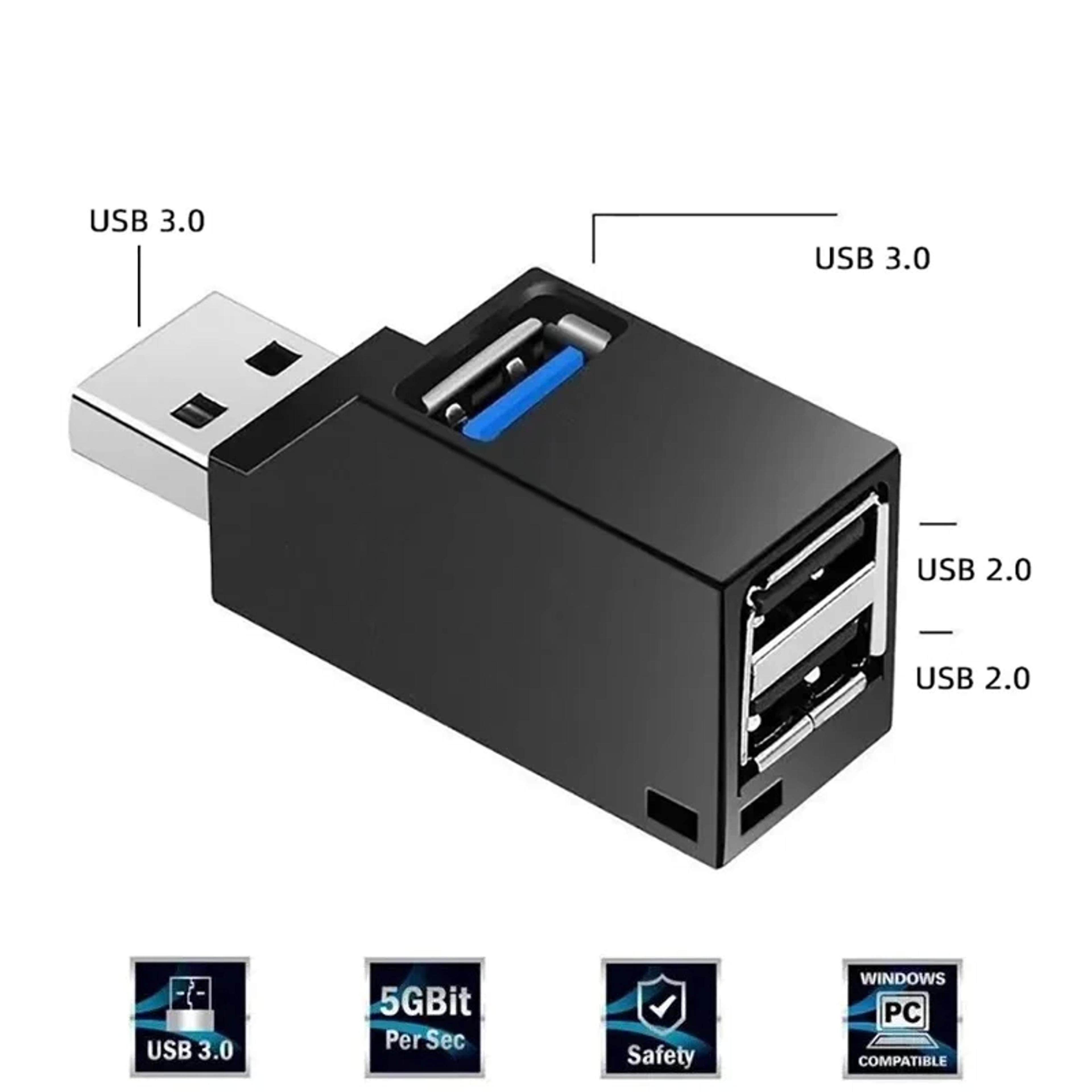USB Hub MultiPort Splitter Adapter For Laptop Office  Car Use 1