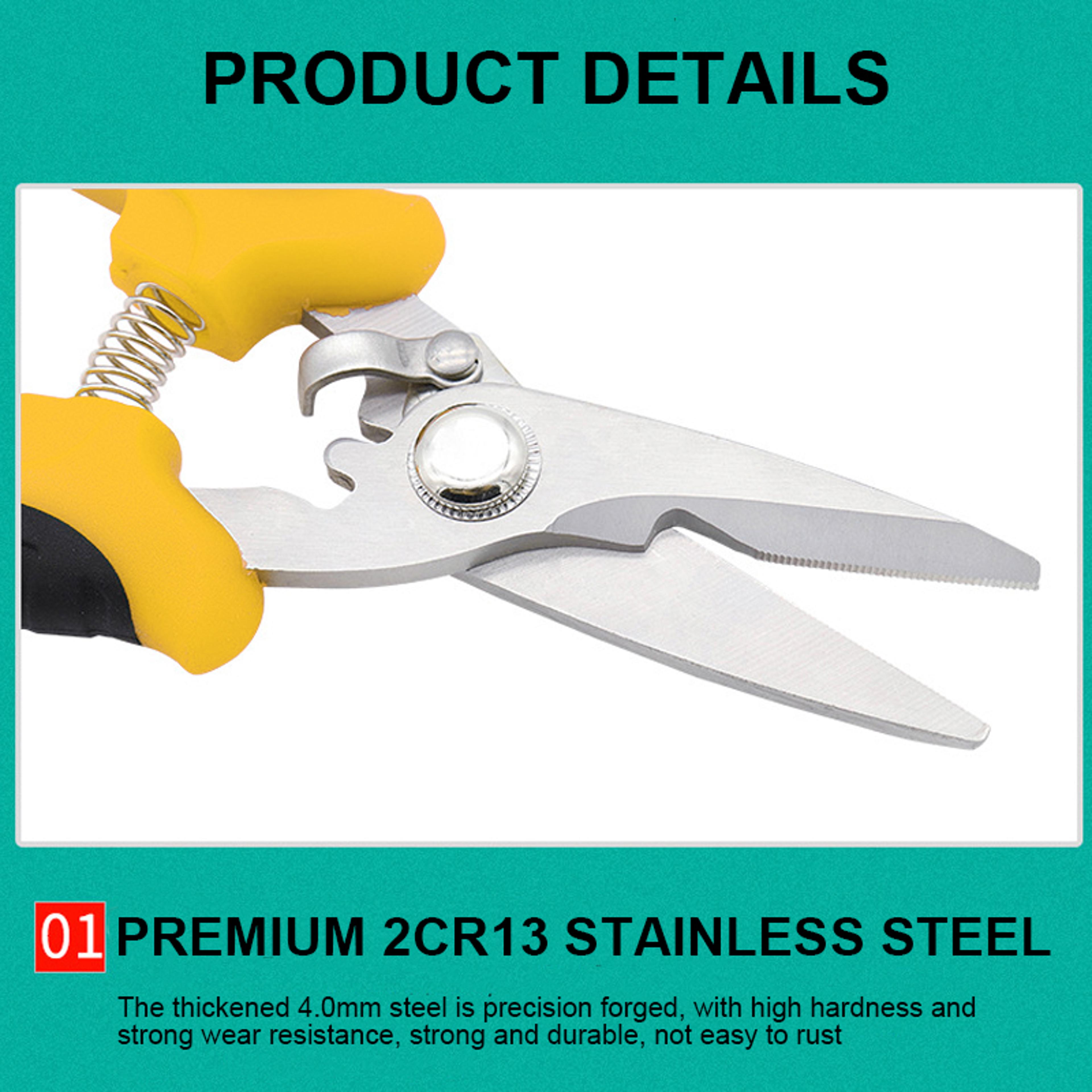 Premium Stainless Steel Electrician Scissors  Multifunction Wire Cutter Tool 4