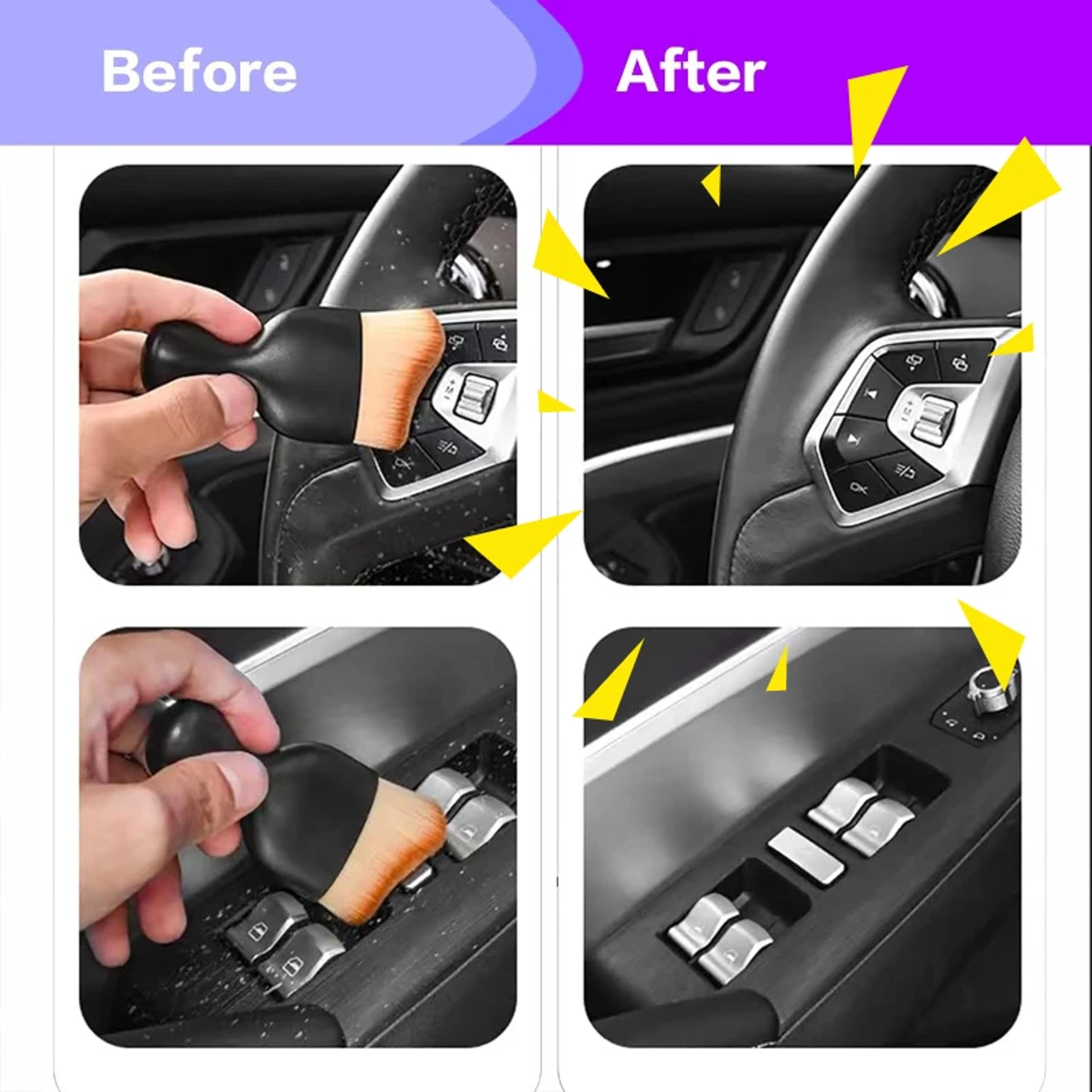 Premium Interior Cleaning Set Soft Bristle Car Detailing Brush Pair For Dashboards  Vents 4
