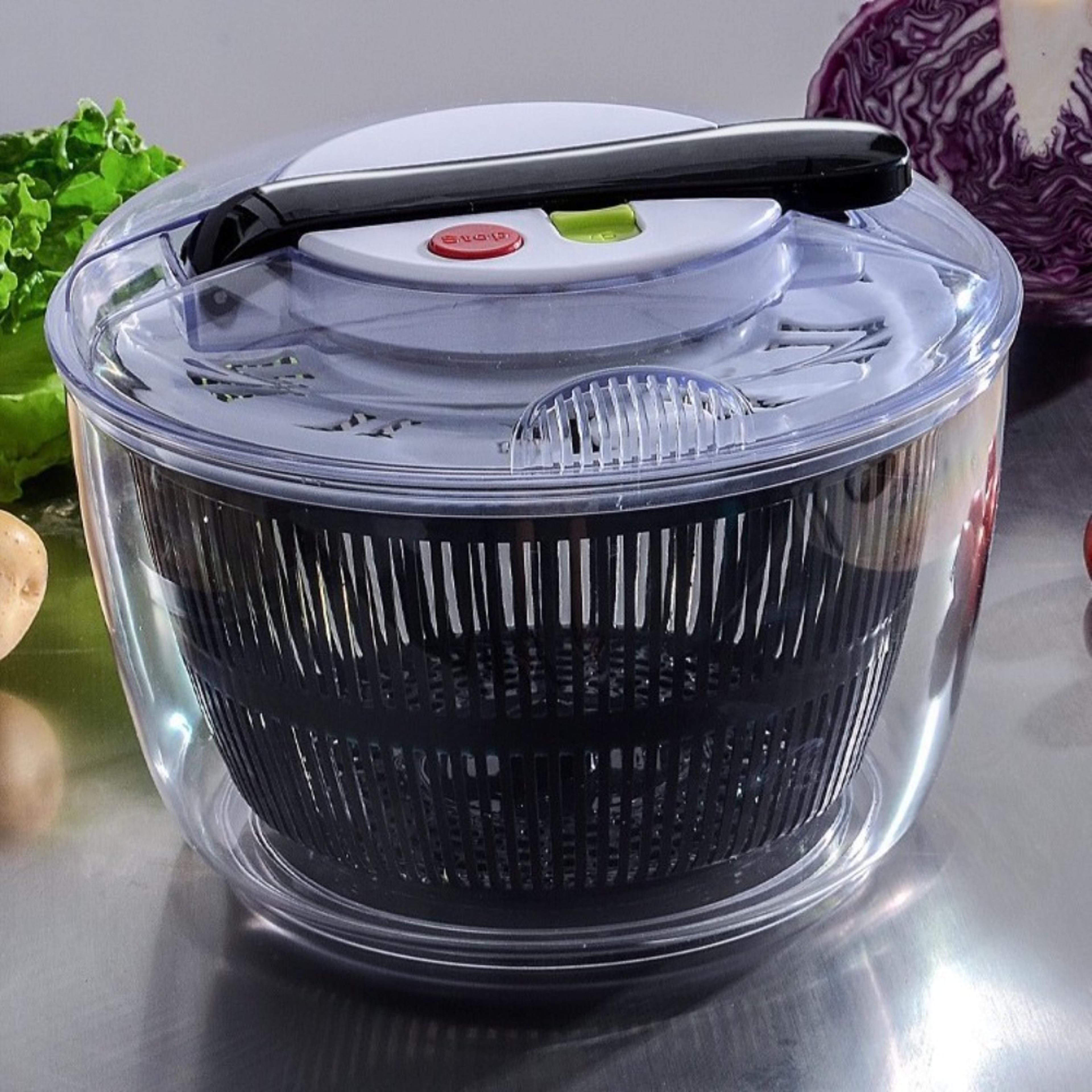 Press Type Salad Spinner Large Capacity Vegetable Washer And Lettuce Dehydrator 0