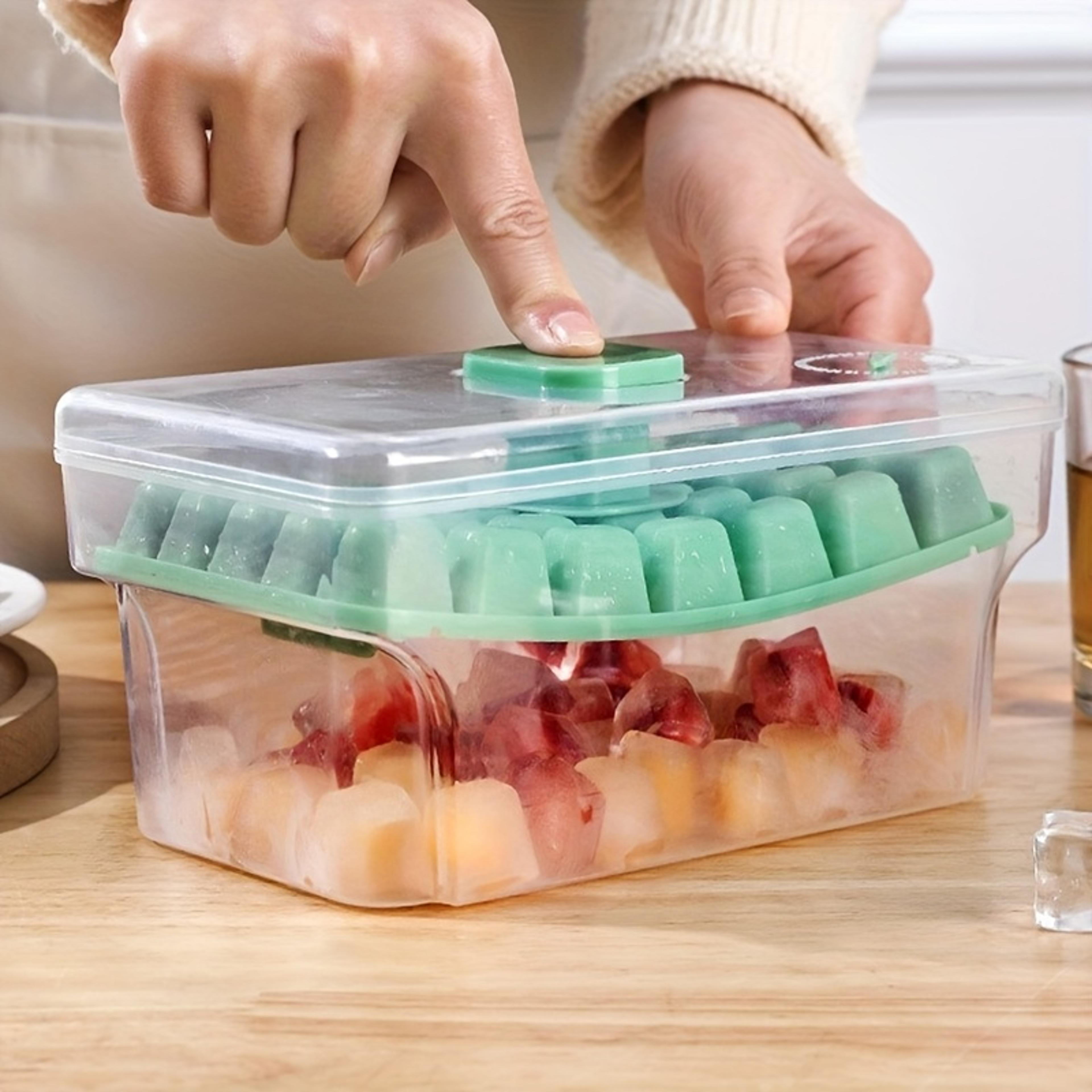 Cube Ice Maker Tray With Storage Bin  Easy Release System 0
