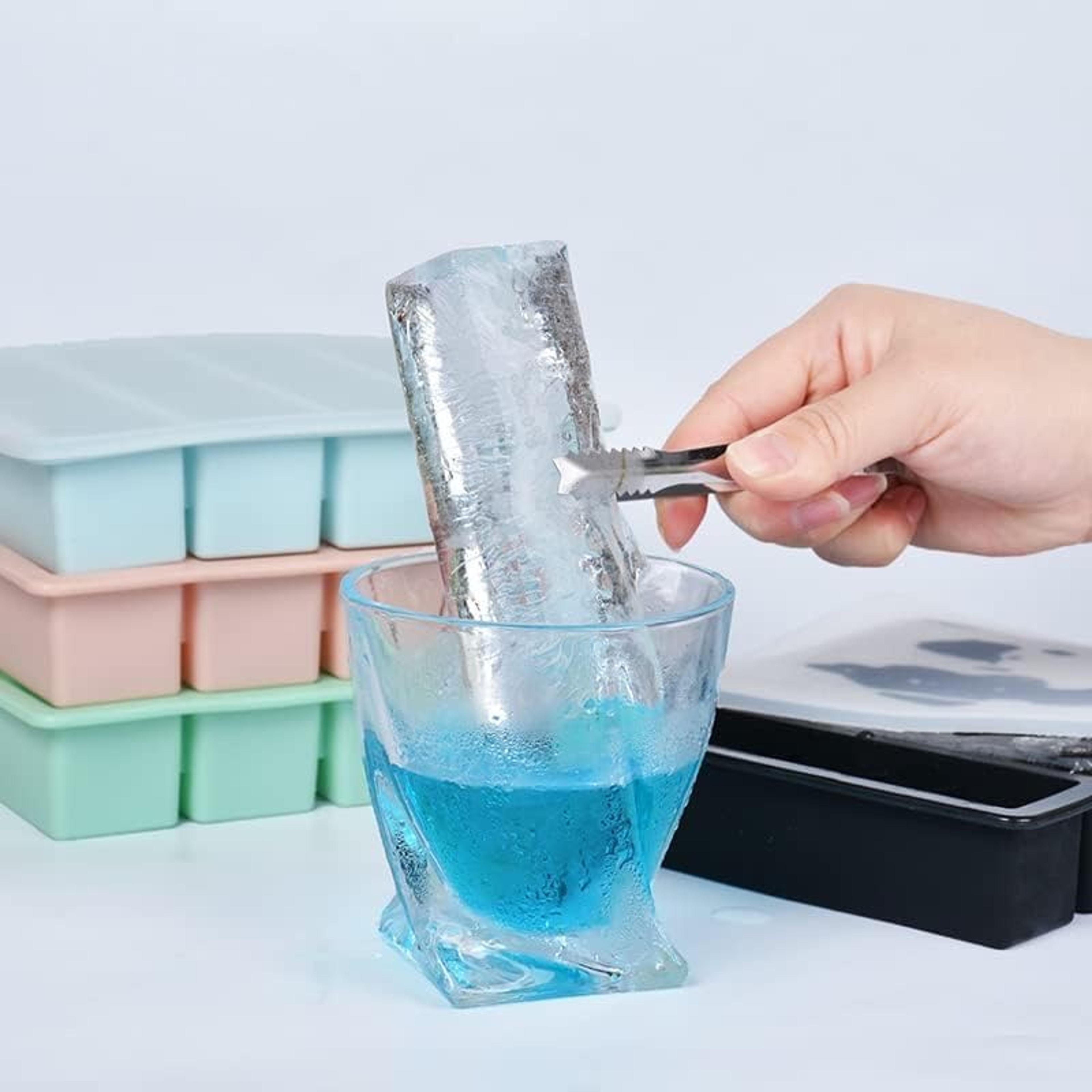 Grid Silicone Ice Cube Tray With Lid Large Square Whiskey Ice Cube Mold 5