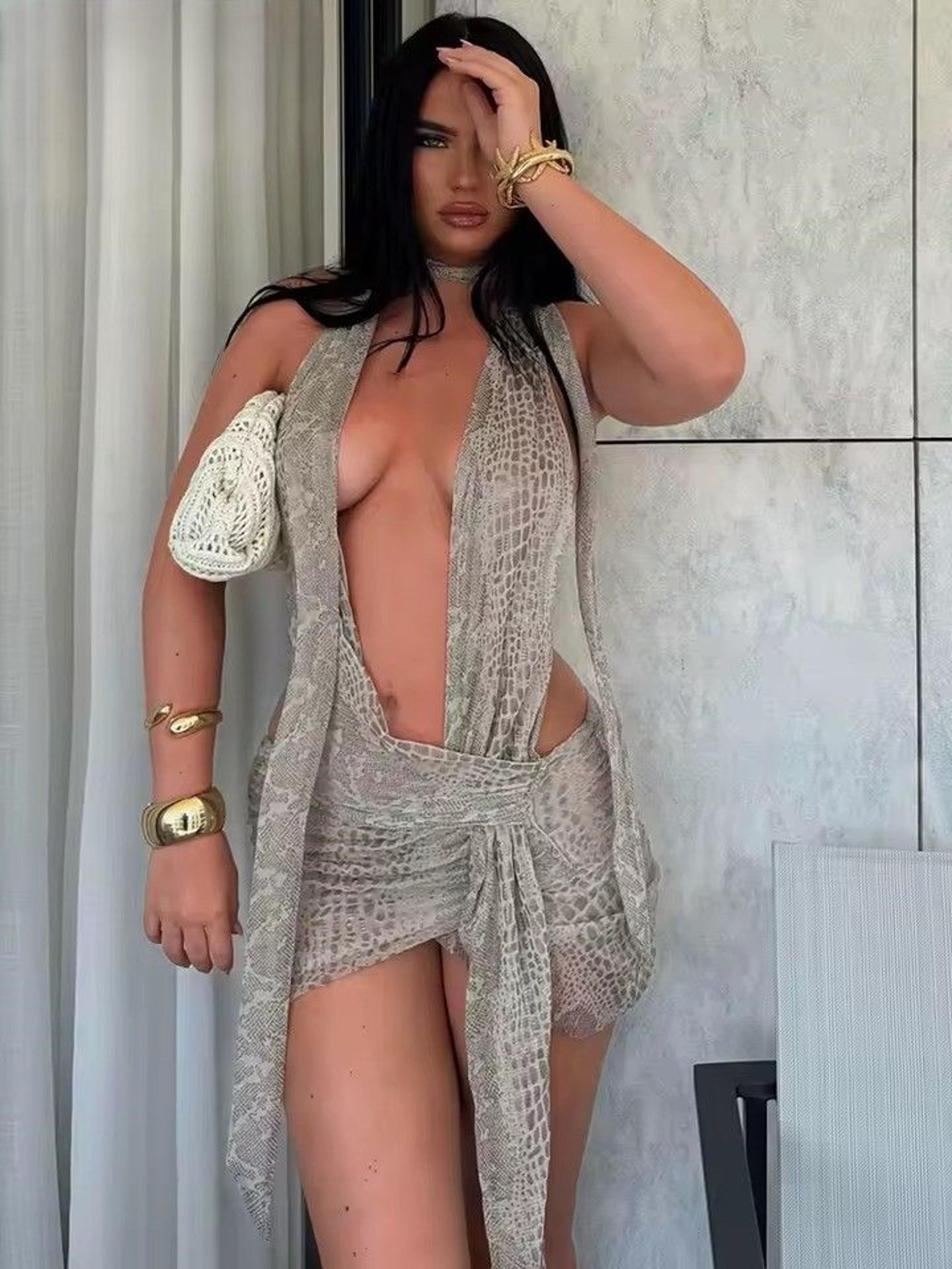 snake print y2k bodycon halter backless summer dress for beach and clubwear