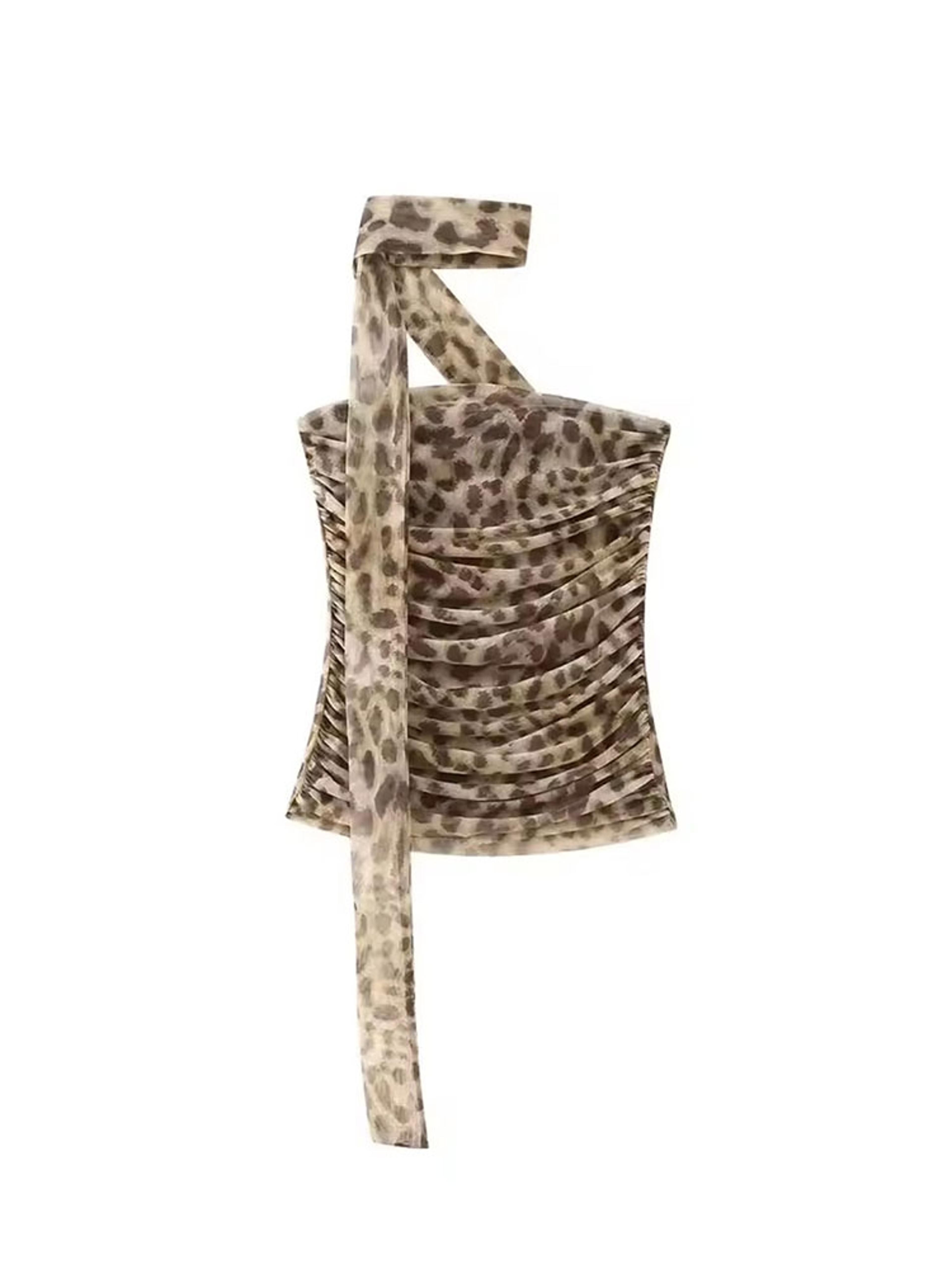 Wild Luxe Leopard Strapless Crop Top  Maxi Skirt Set For Women 3