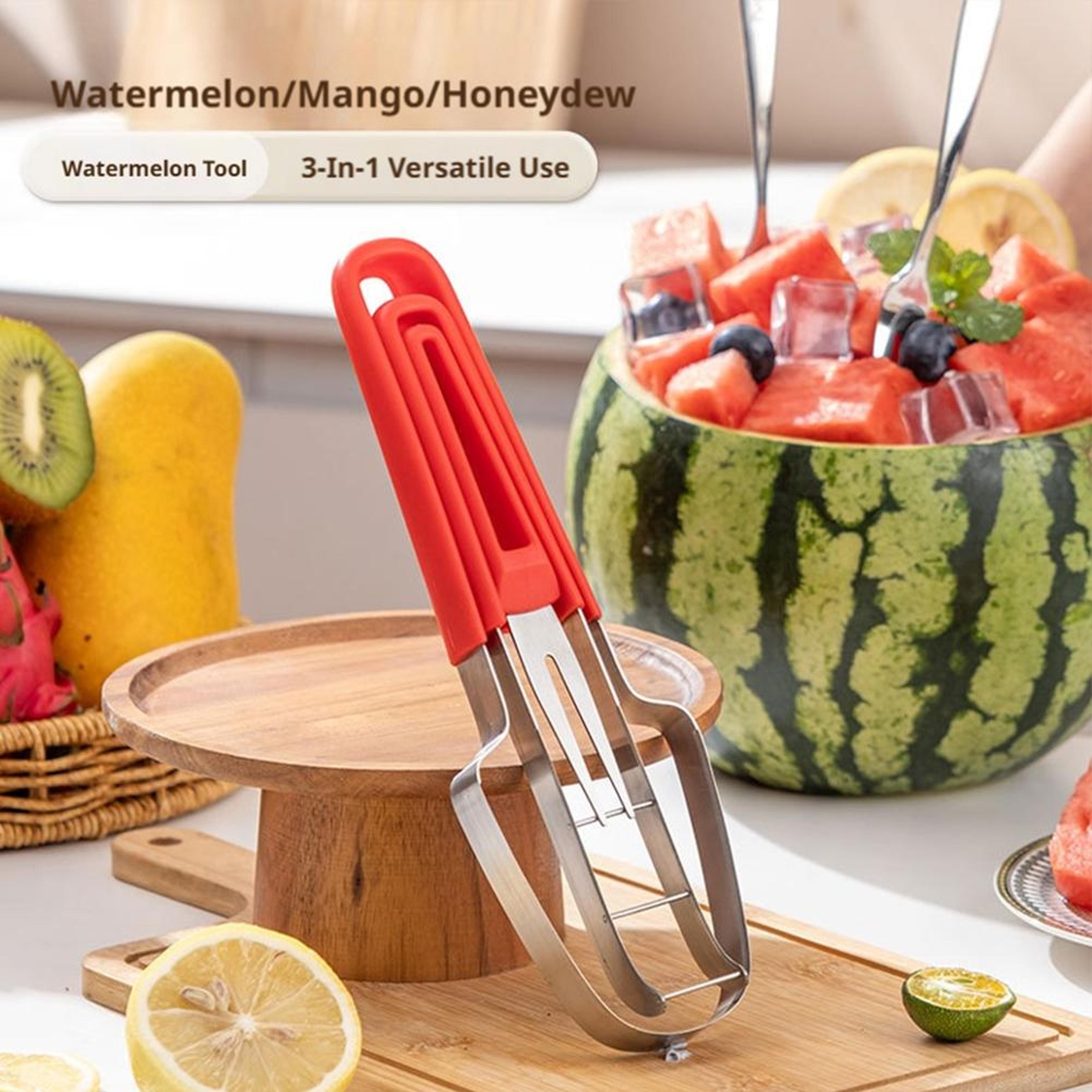 Stainless Steel Watermelon Slicer Cubing  Scooping Cutter Tool 1