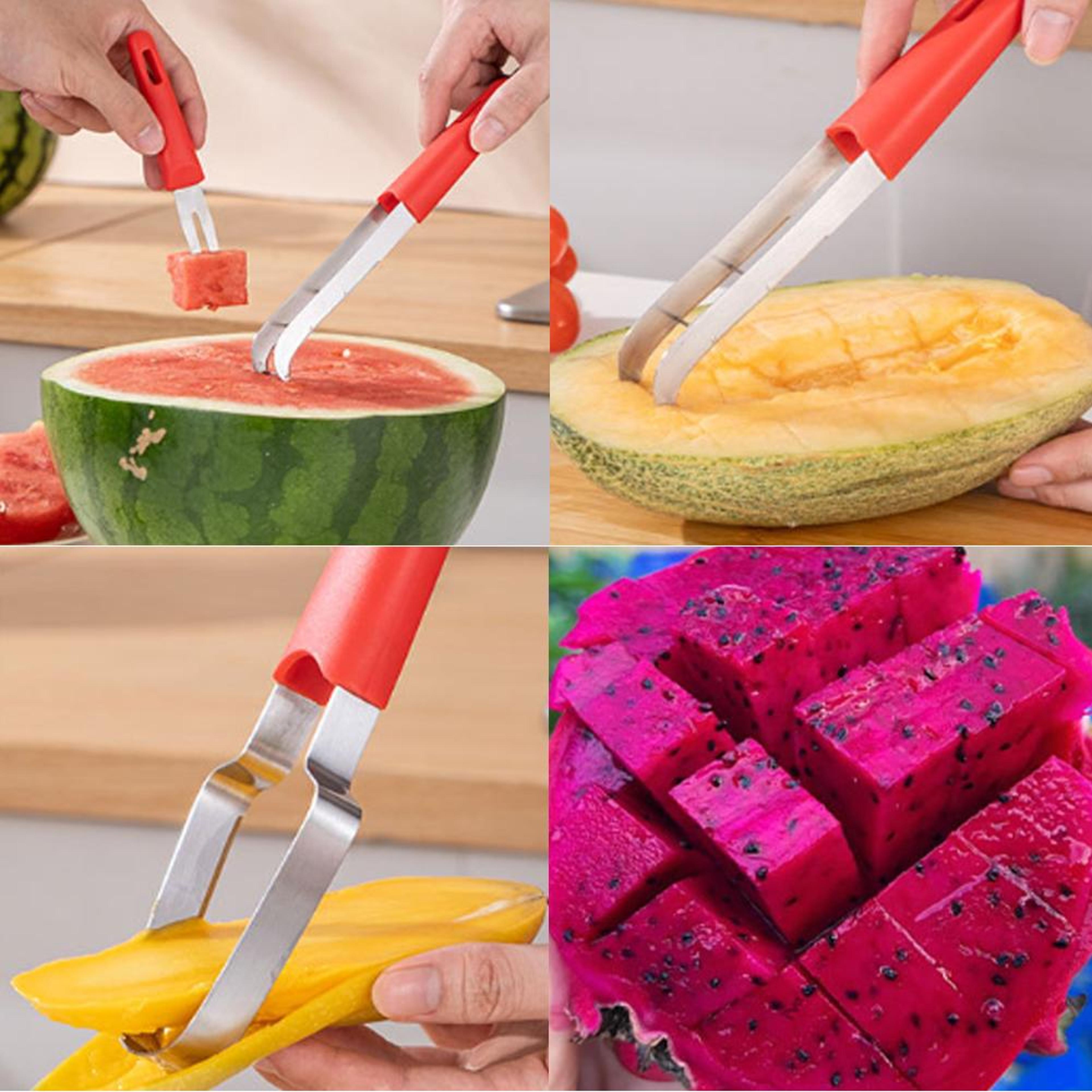 Stainless Steel Watermelon Slicer Cubing  Scooping Cutter Tool 4