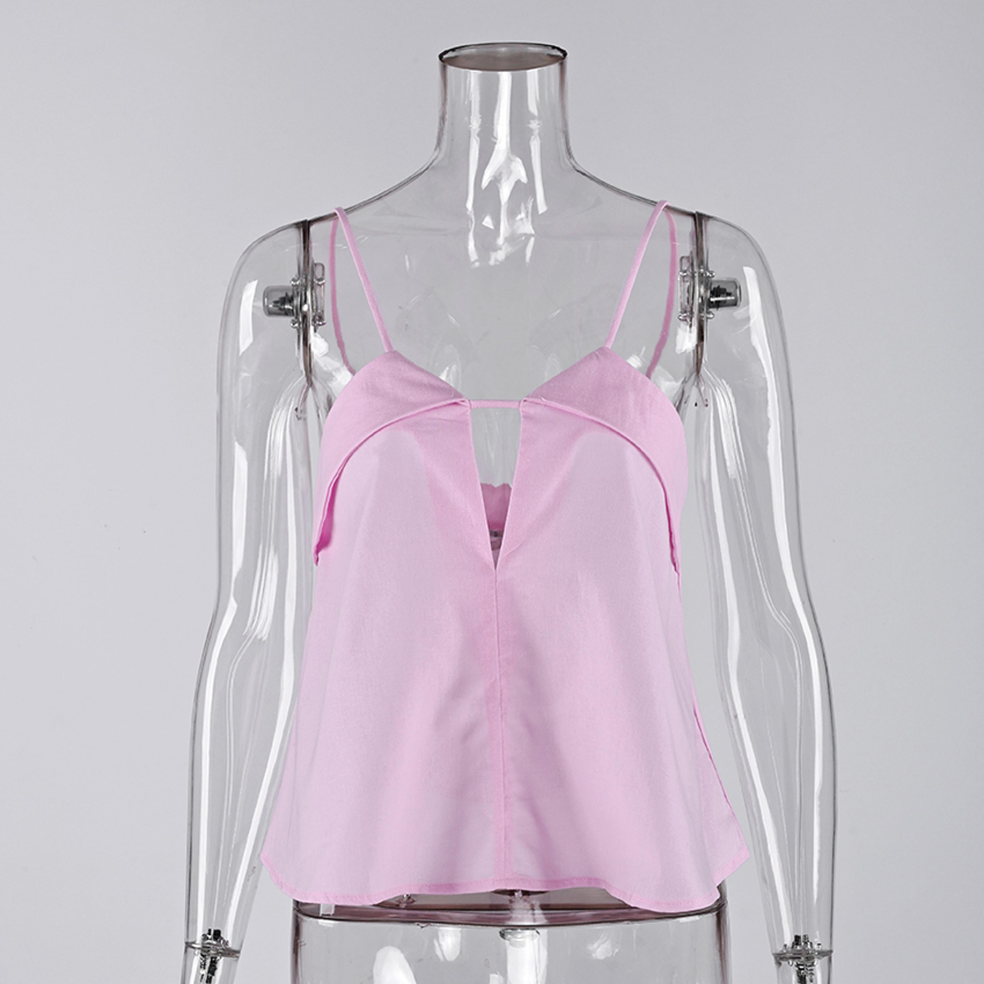 Linad Sexy Pink Backless Camisole Summer Gyaru Casual Sleeveless Tops Woman 2025 Pure Cotton Loose  6