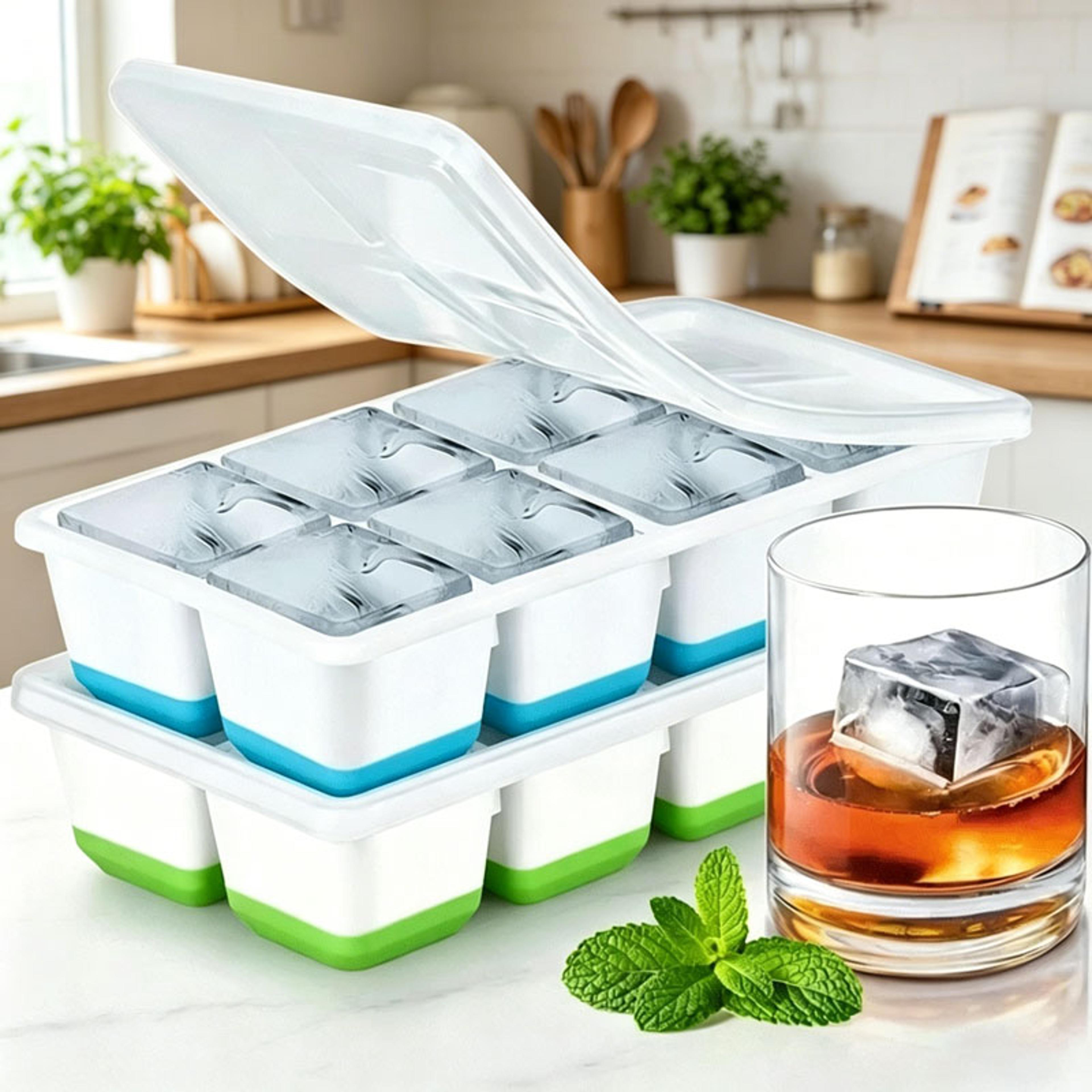 Large Silicone Ice Cube Tray With Lid For Whiskey Cocktails  Everyday Chilling 0