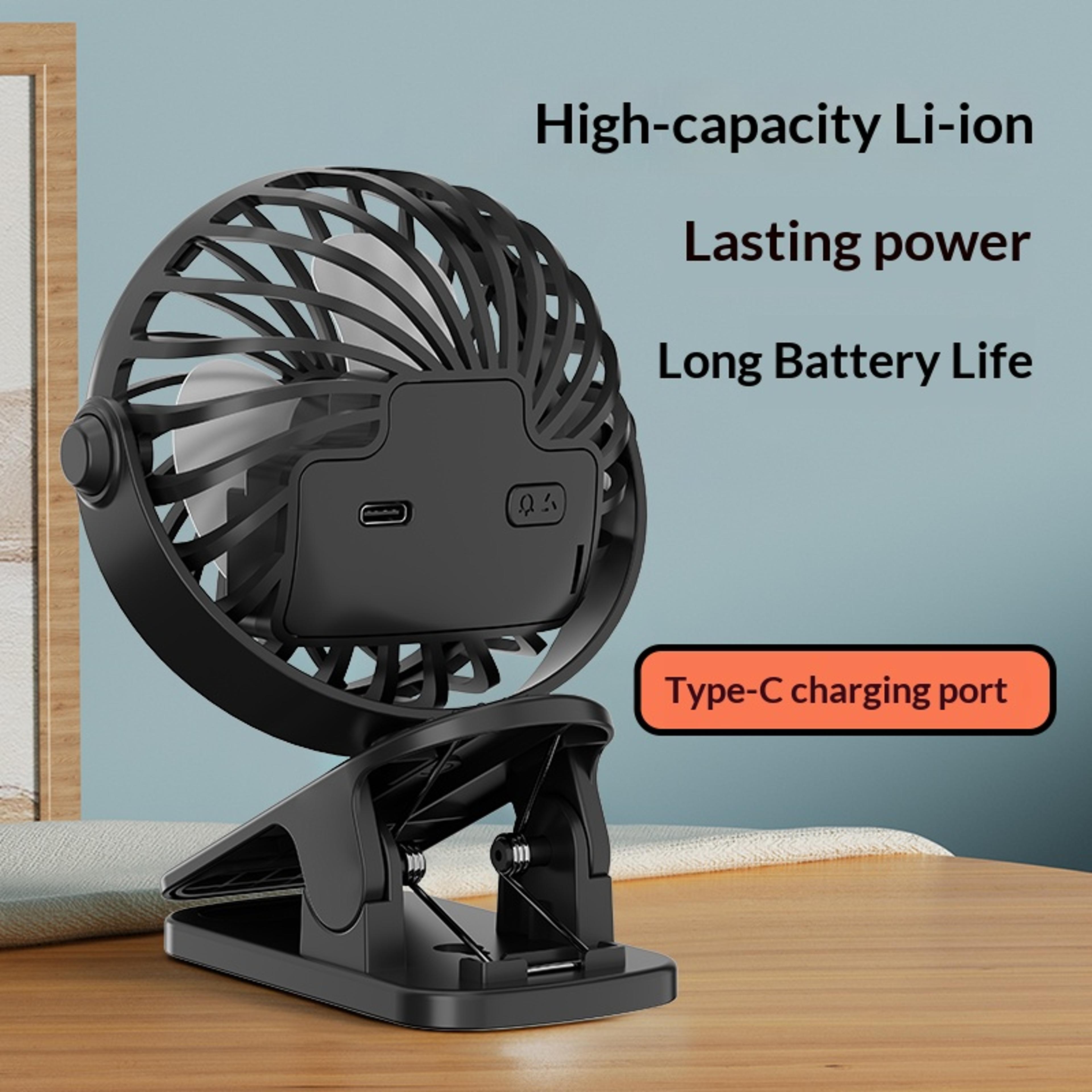 Rechargeable Clip Fan With Night Light For Camping  Travel 3