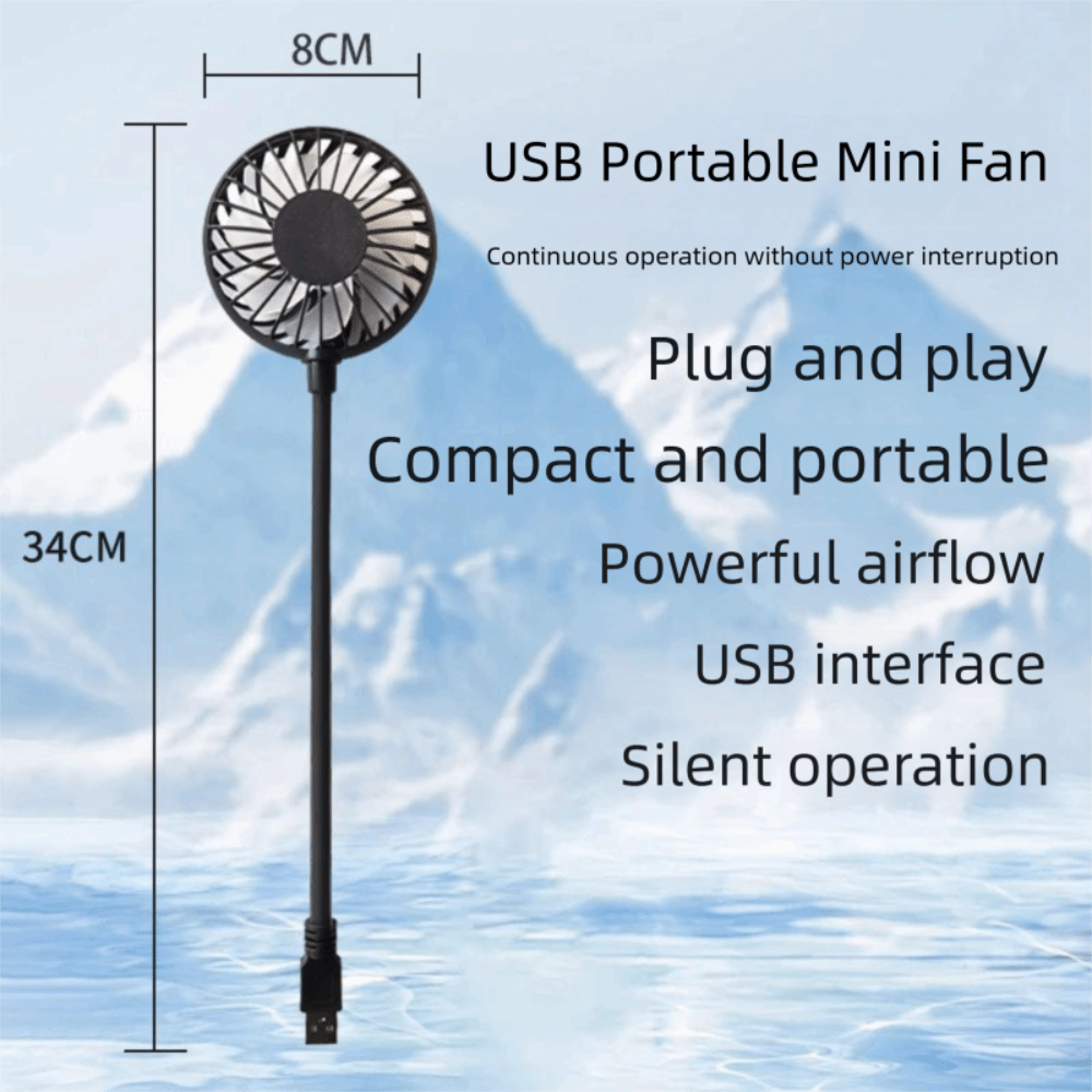USB Rechargeable Mini Handheld Fan Quiet Portable Personal Cooling Fan 8