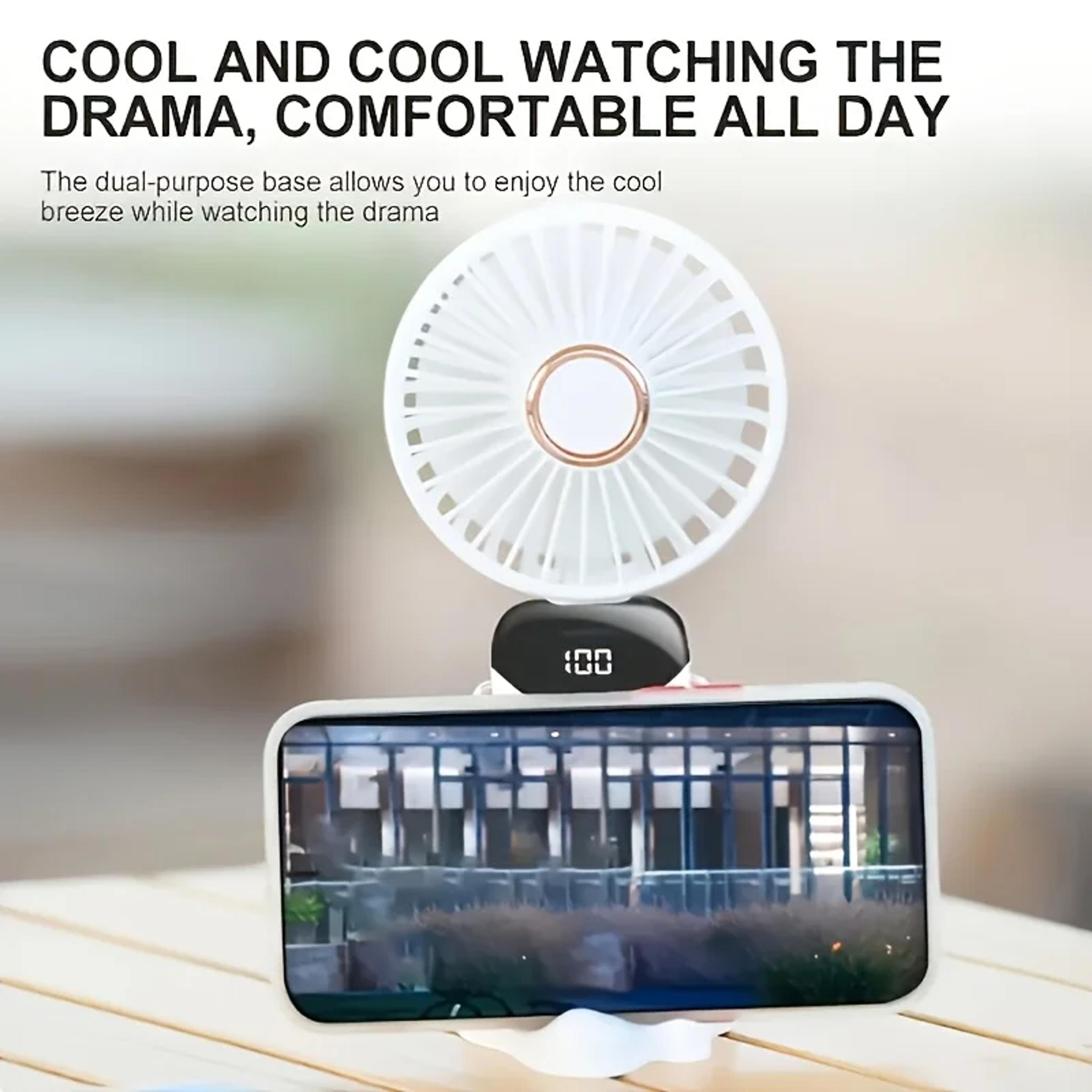 Portable Mini Fan With LED Light USB Rechargeable Handheld Desk Fan 9
