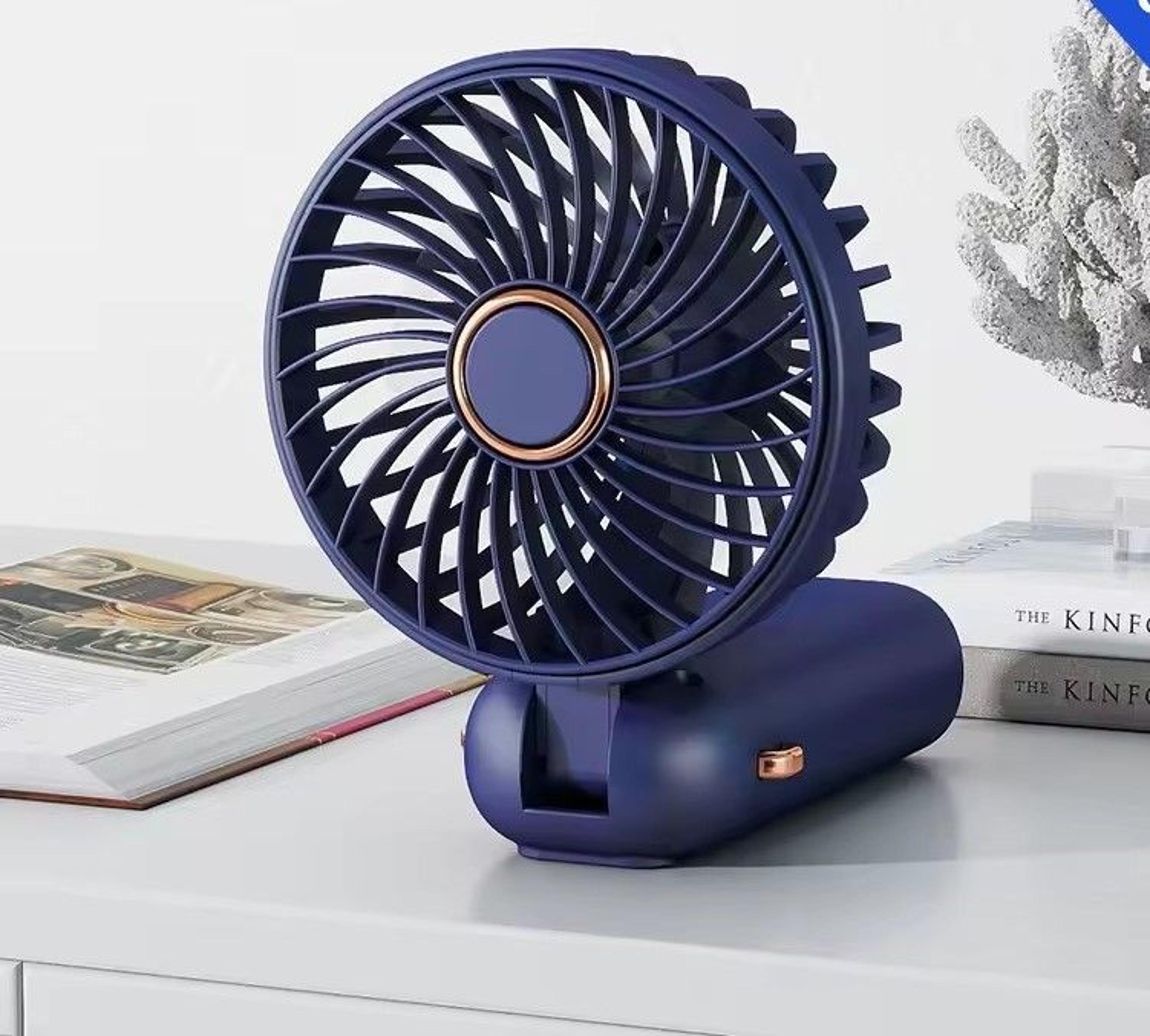 Portable Mini Fan With LED Light USB Rechargeable Handheld Desk Fan 0