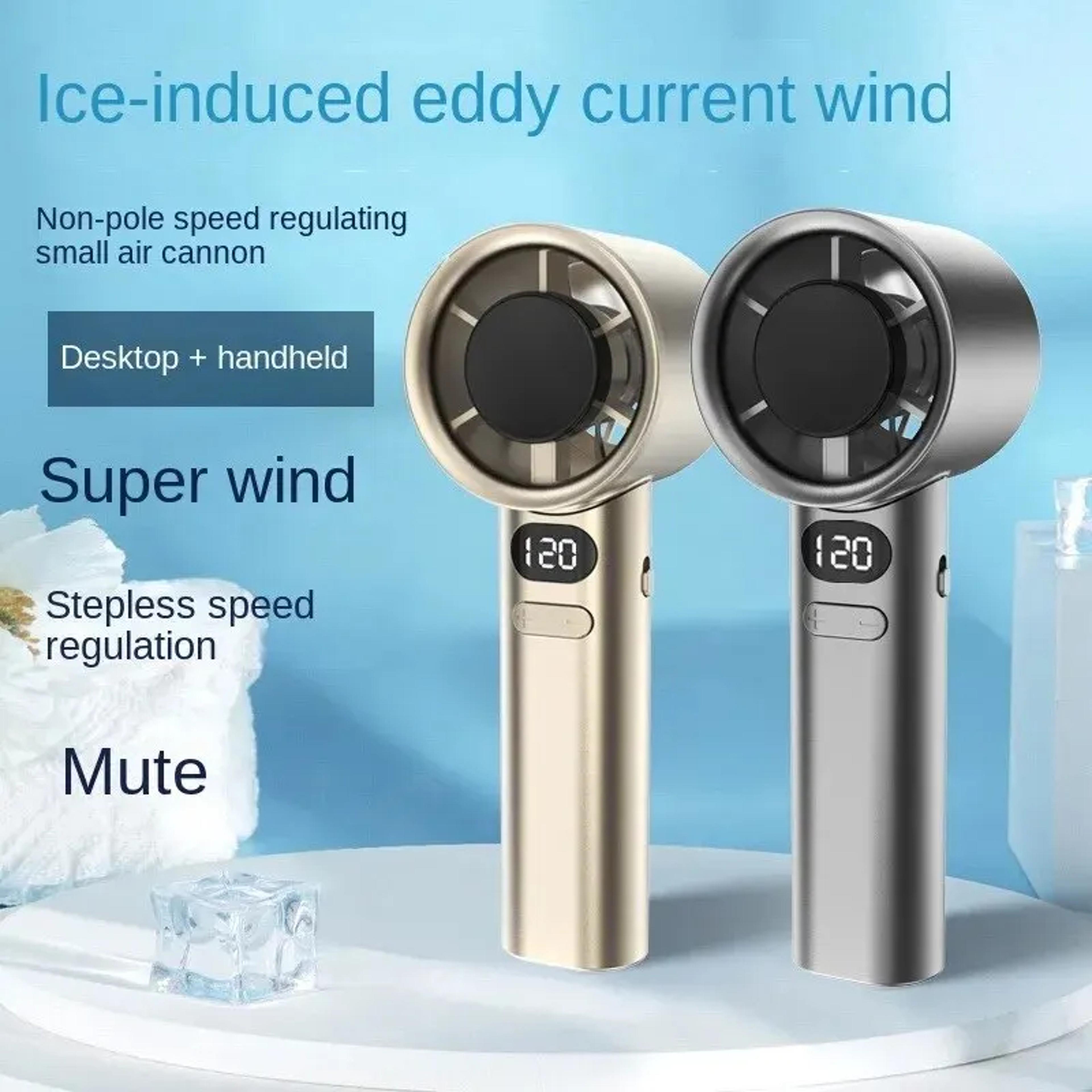 Portable Handheld Mini Fan With Ice Cooling Pad  LED Display 4