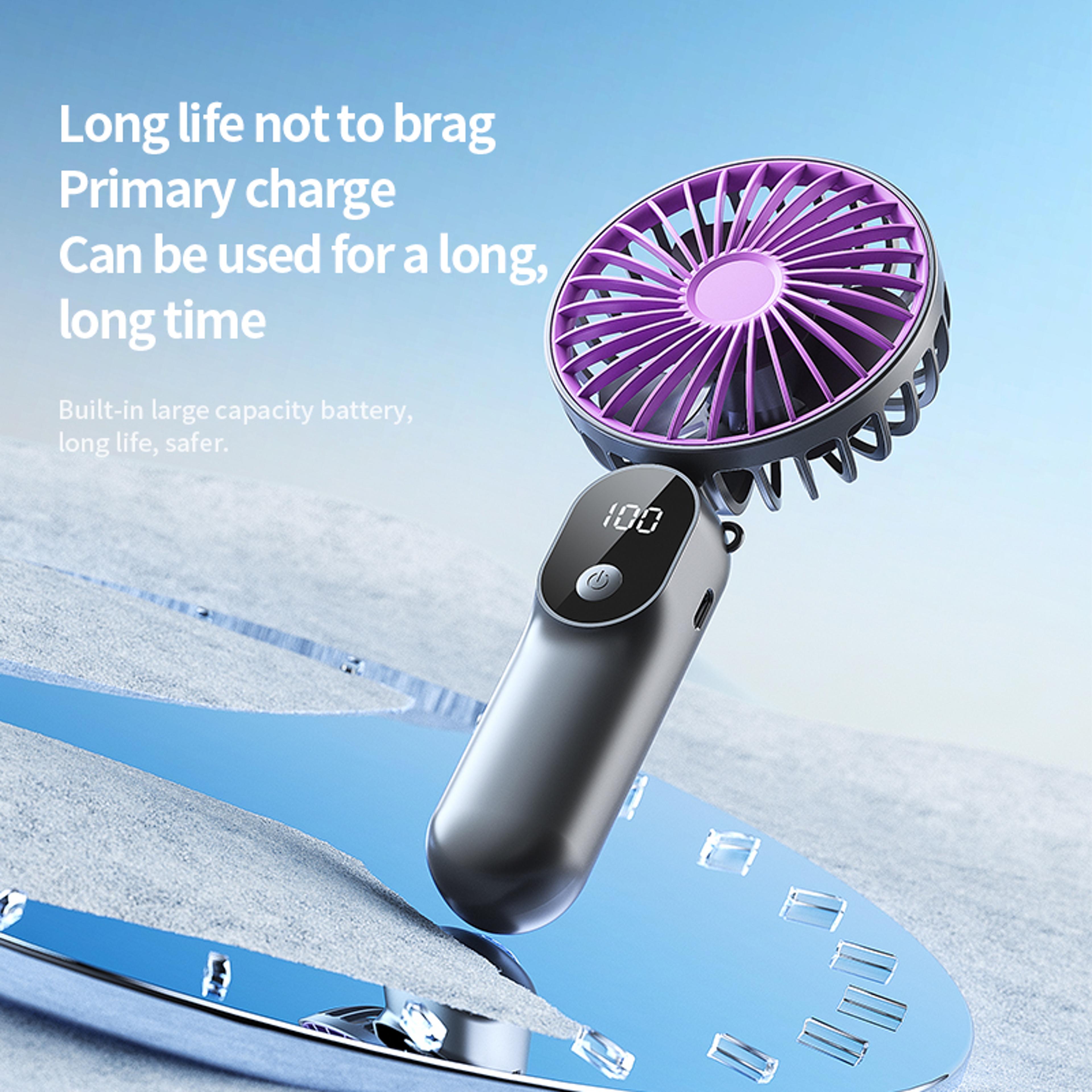 Portable Handheld Neck Fan With Digital Display  Speed Cooling 7