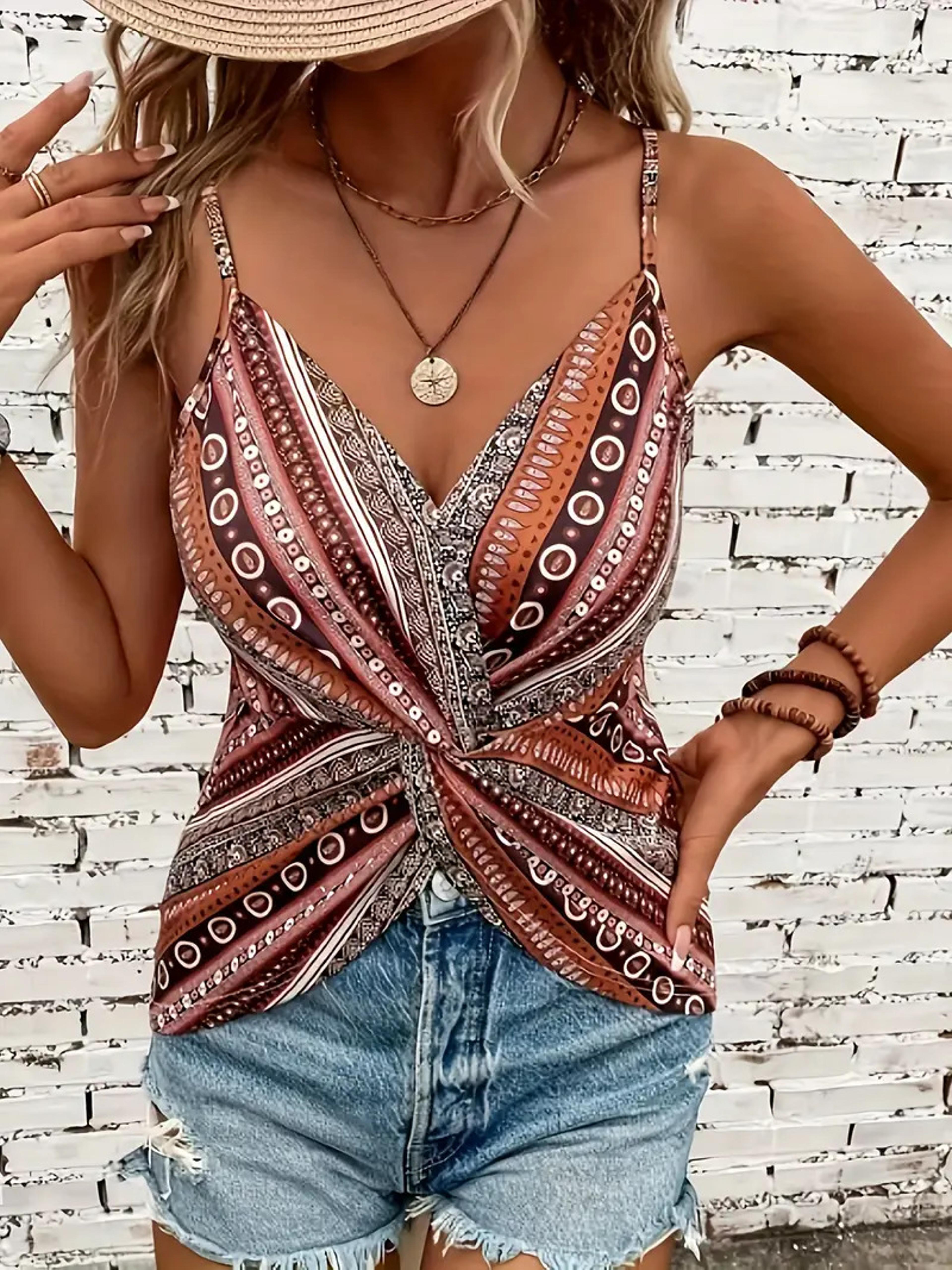 Aurora Twist Back Chain Print Cami Top 1