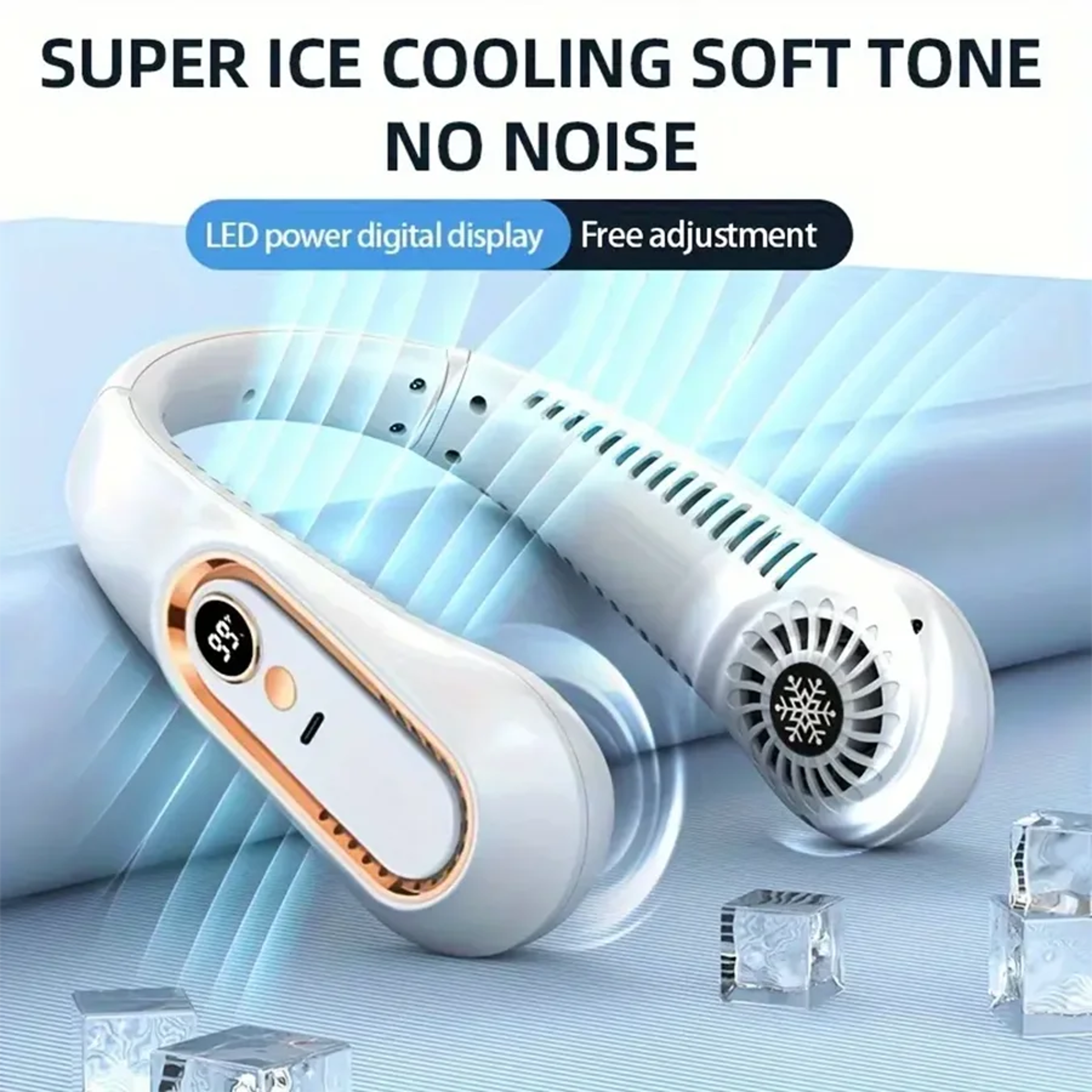 Wearable Neck Fan With LED Display  Speed Bladeless Cooling 3