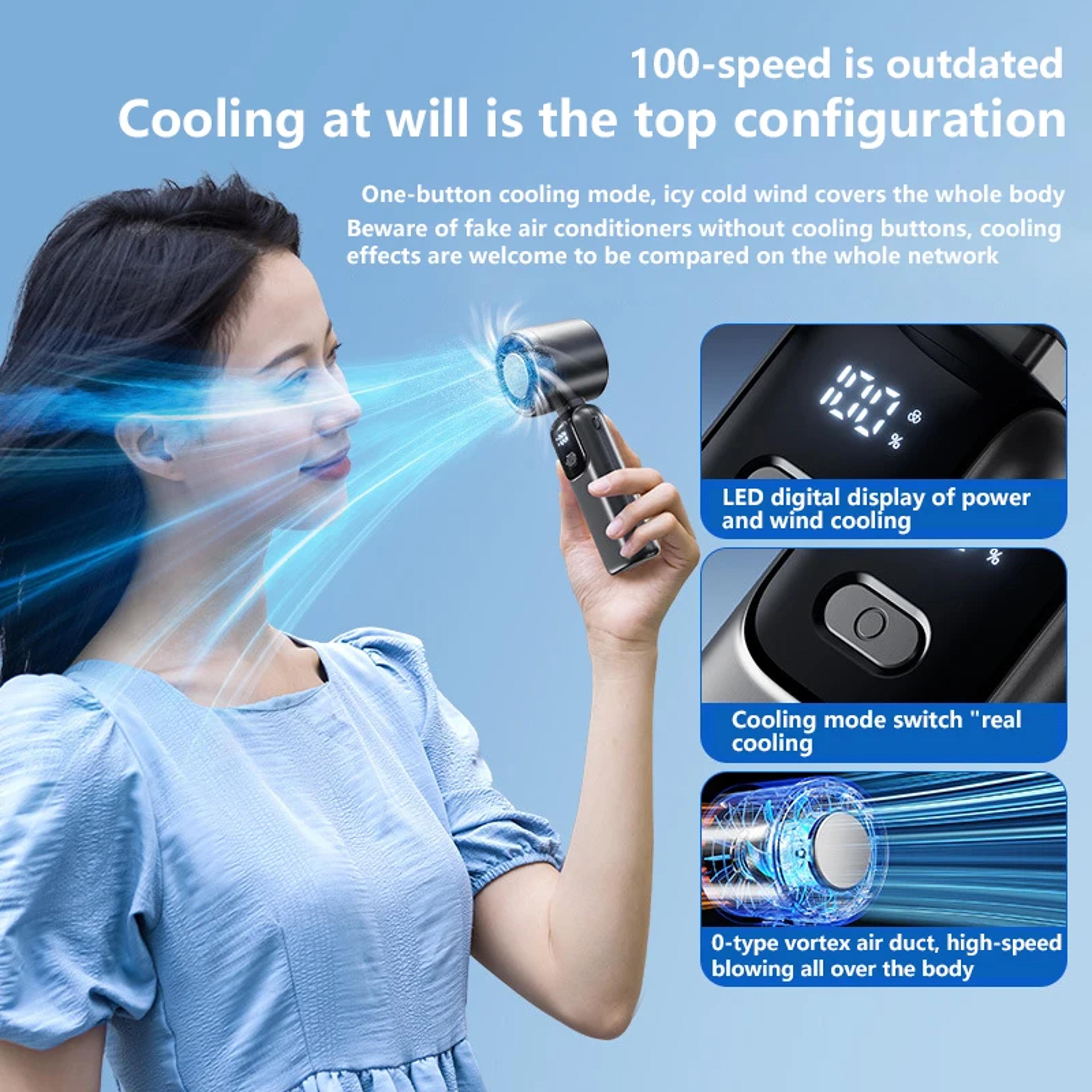 Portable Handheld Turbo Cooling Fan With Ice Cooling Plate And USB Rechargeable Design 9