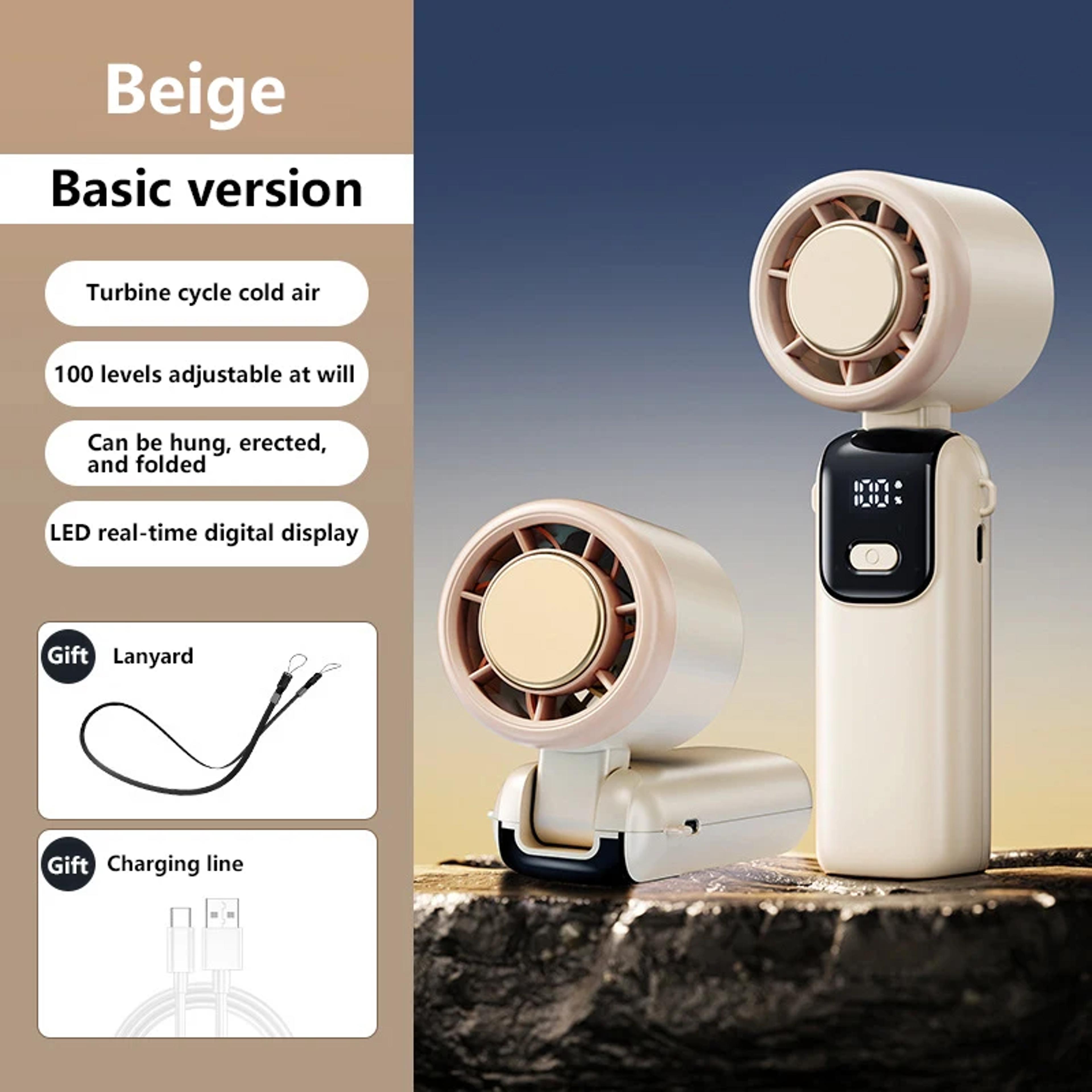 Portable Handheld Turbo Cooling Fan With Ice Cooling Plate And USB Rechargeable Design 3