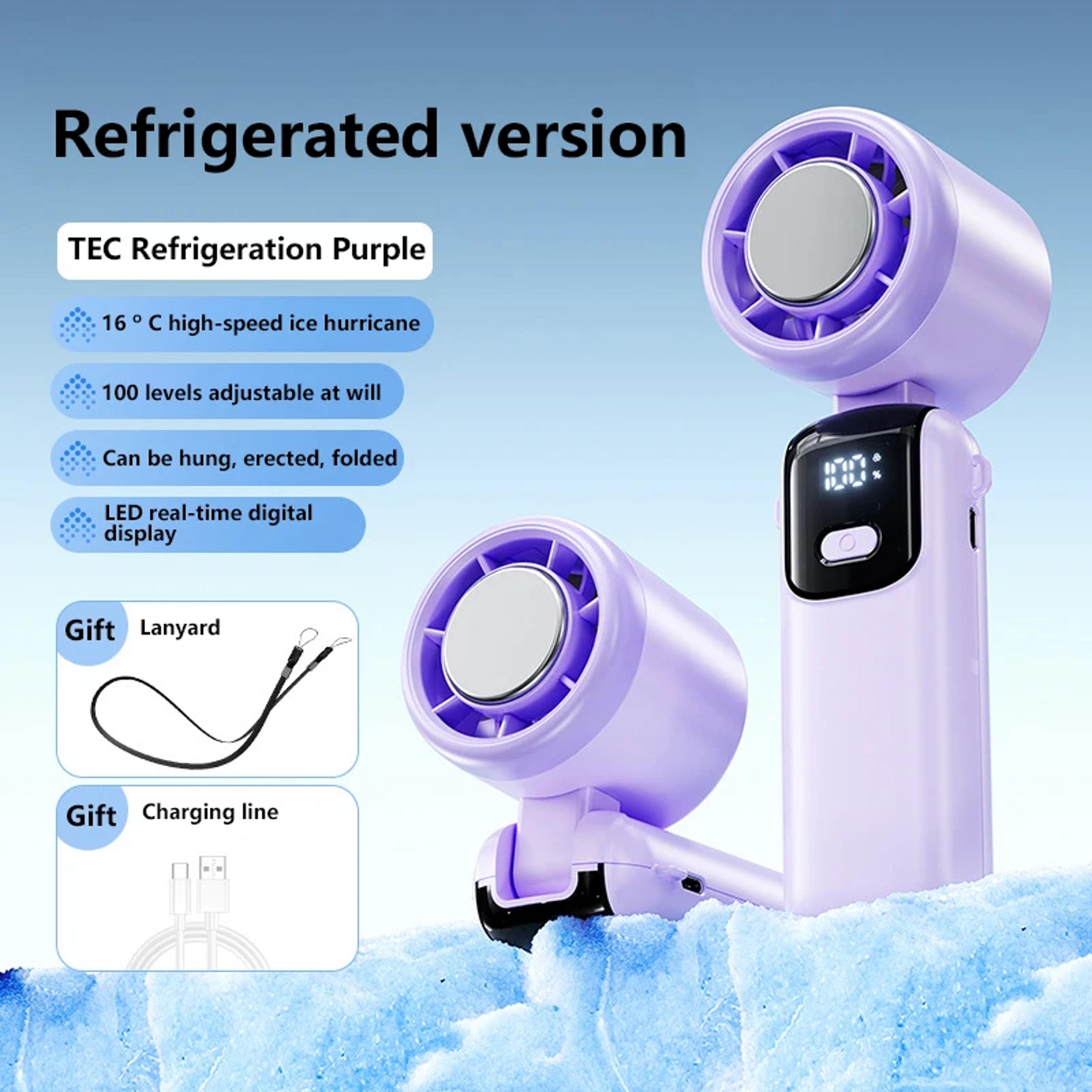Portable Handheld Turbo Cooling Fan With Ice Cooling Plate And USB Rechargeable Design 4