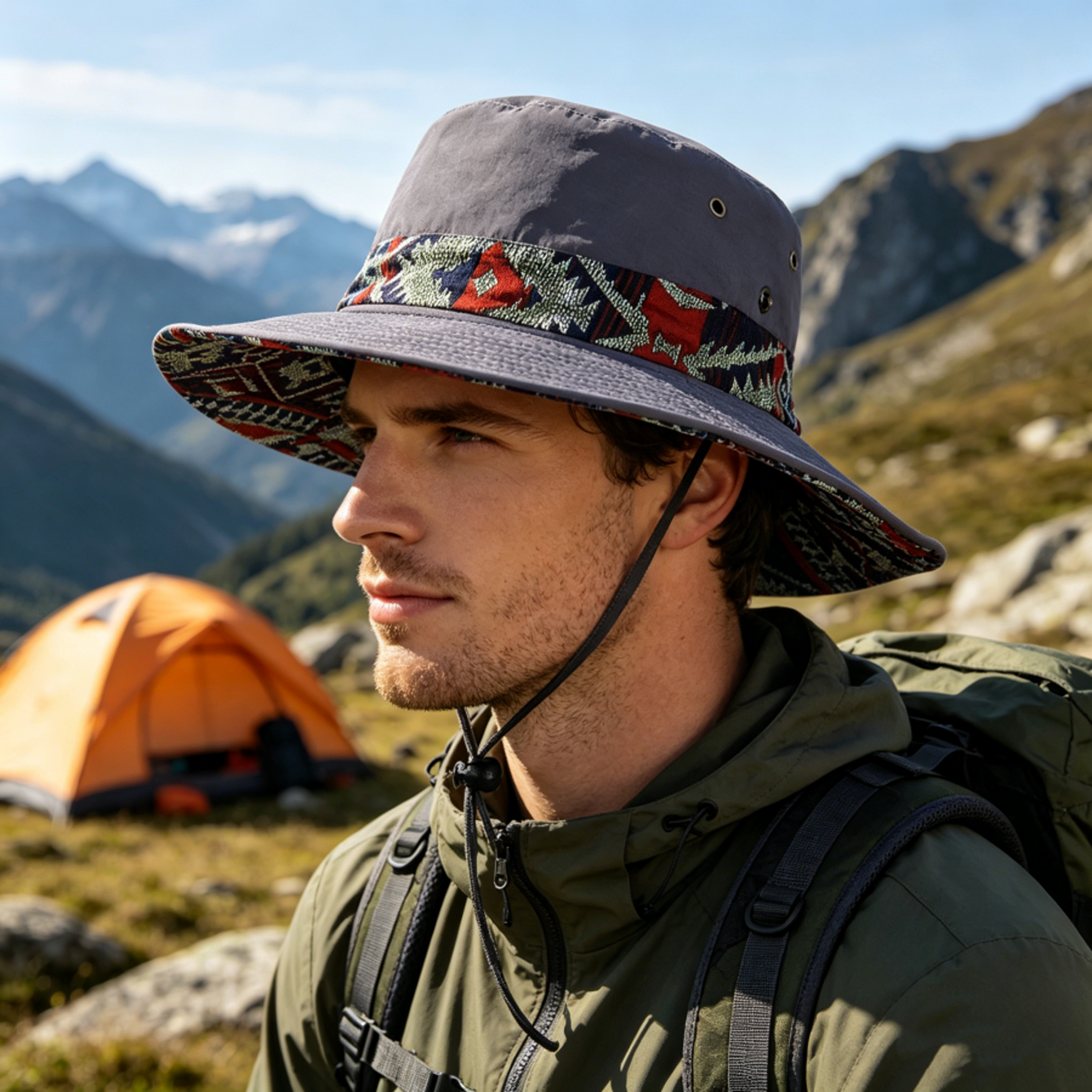 Wide Brim Hiking Sun Hat With Windproof Chin Strap Foldable Outdoor Boonie Hat 9