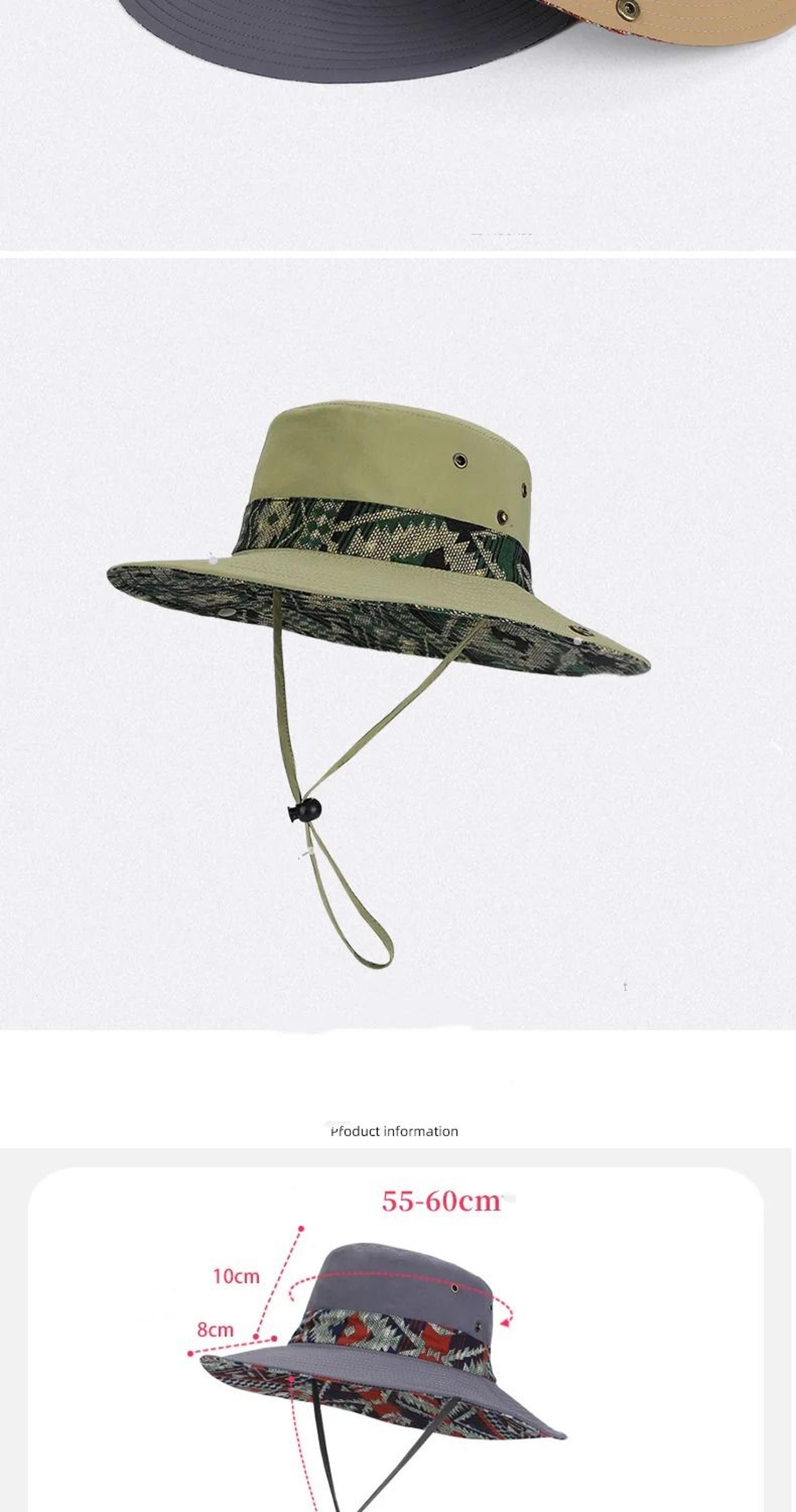 Wide Brim Hiking Sun Hat With Windproof Chin Strap Foldable Outdoor Boonie Hat 10