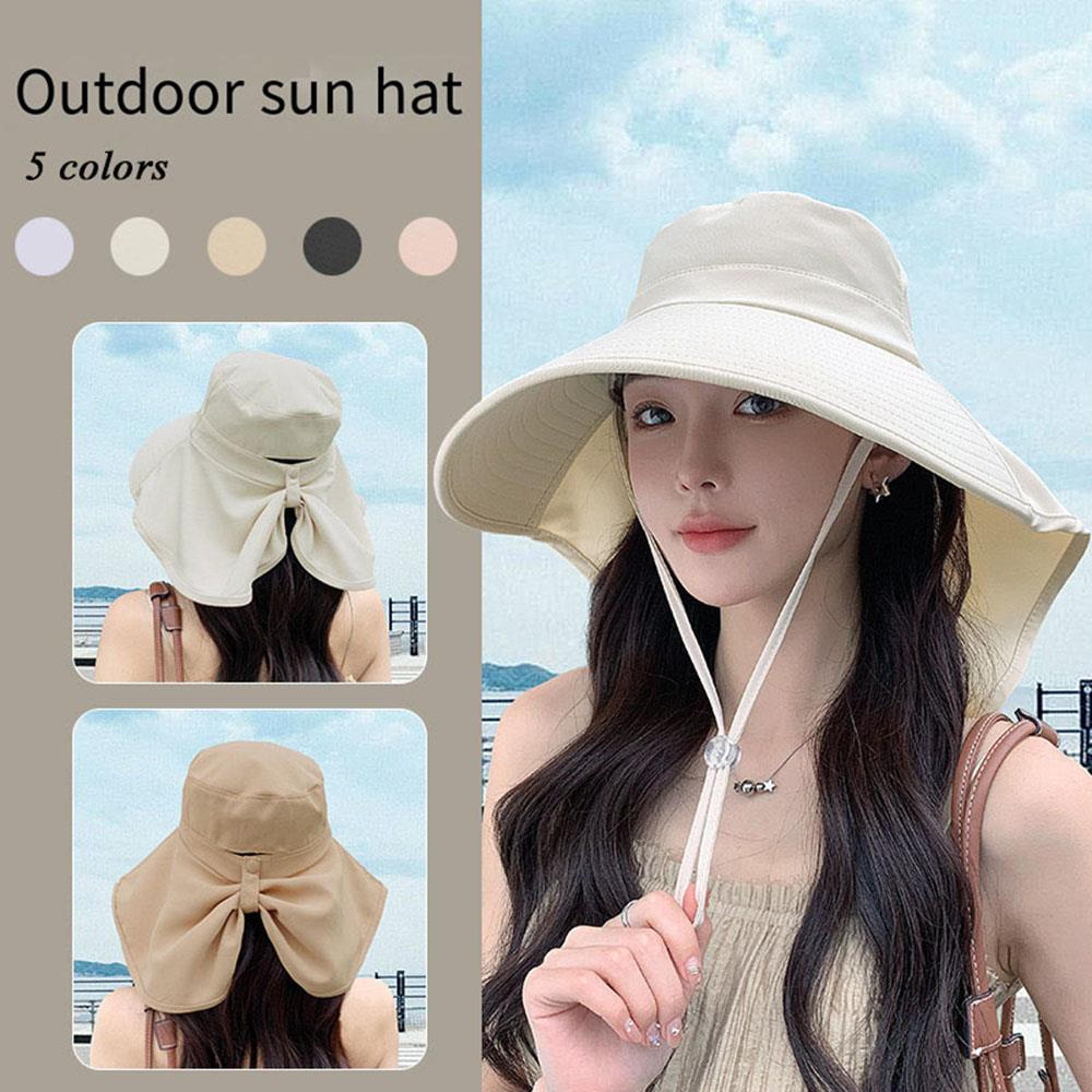 Wide Brim Sun Hat With Neck Flap Adjustable UV Protection Hat For Hiking Fishing  Travel 7