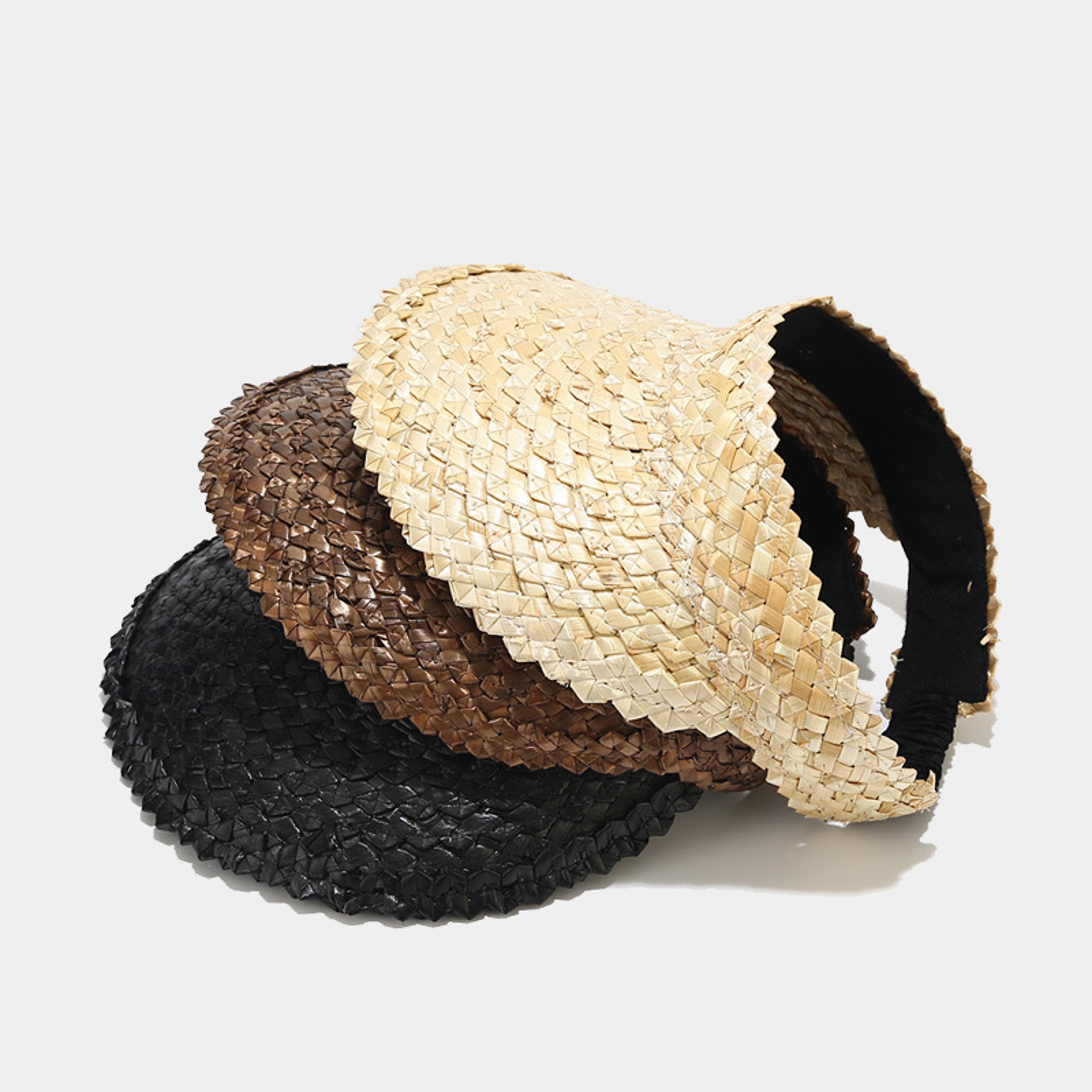 Handmade Raffia Straw Hat Open Top Sun Hat For Women With Ponytail Design For Beach  Summer Travel 0