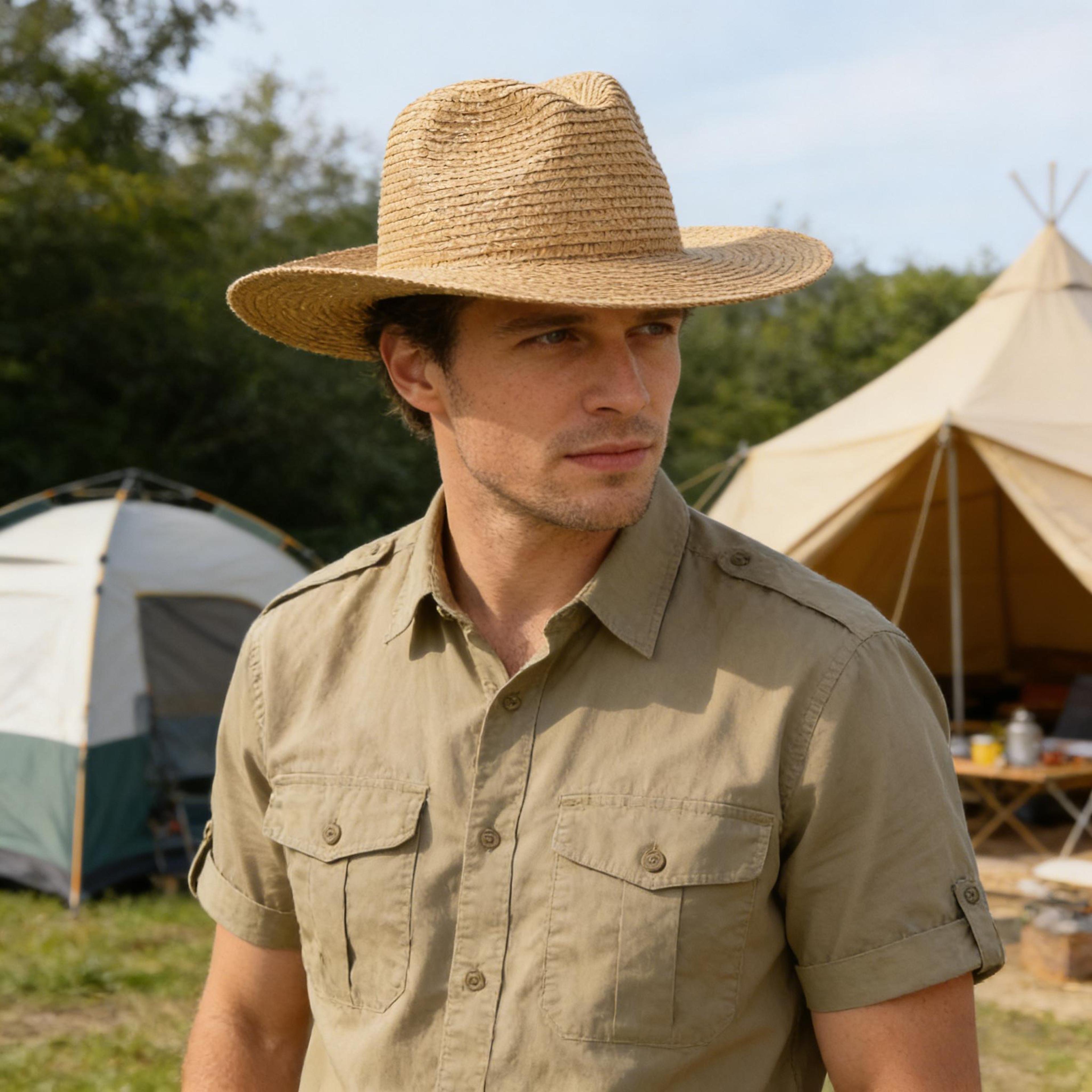 Foldable Straw Panama Hat Wide Brim Beach Sun Hat For Women  Men 1