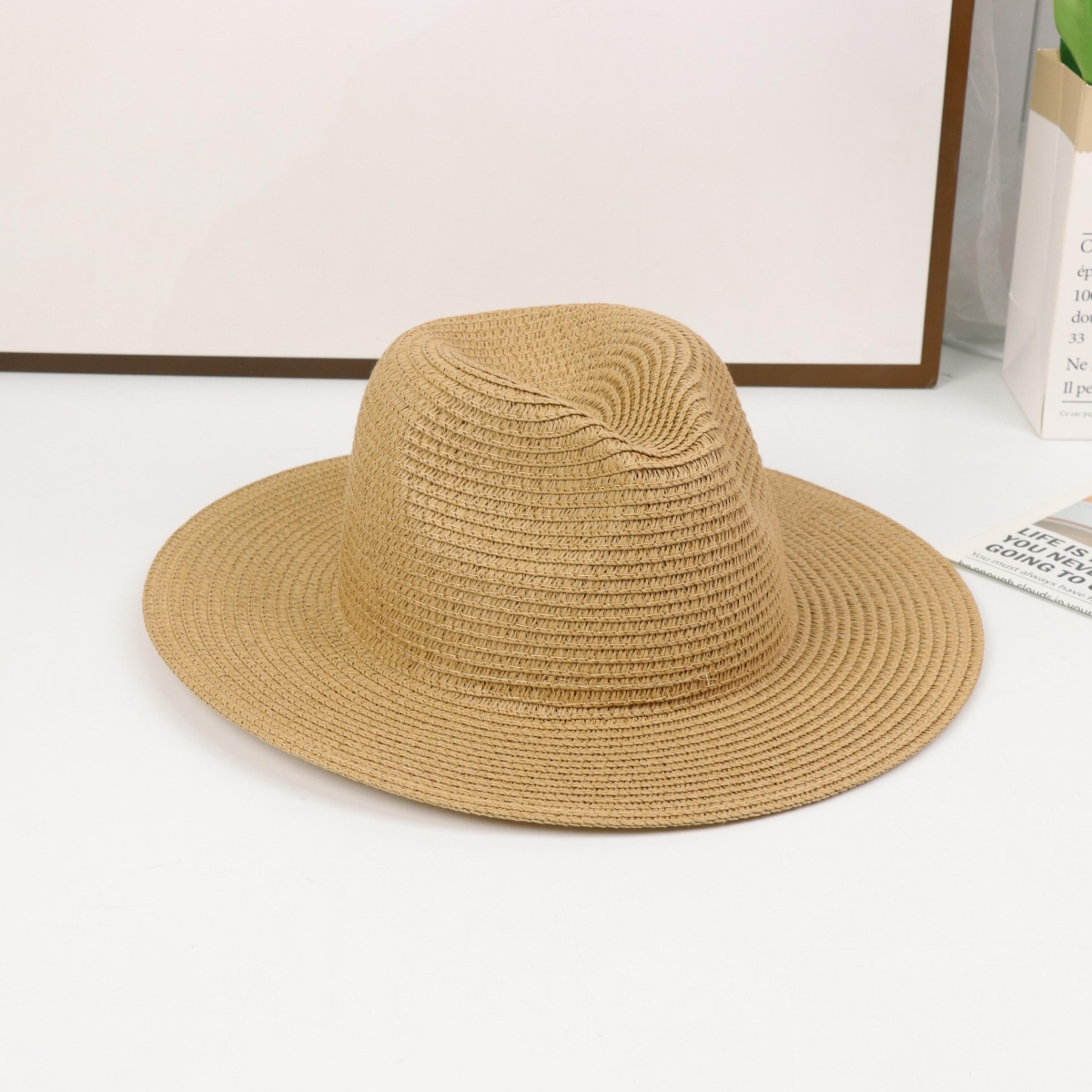 Foldable Straw Panama Hat Wide Brim Beach Sun Hat For Women  Men 6