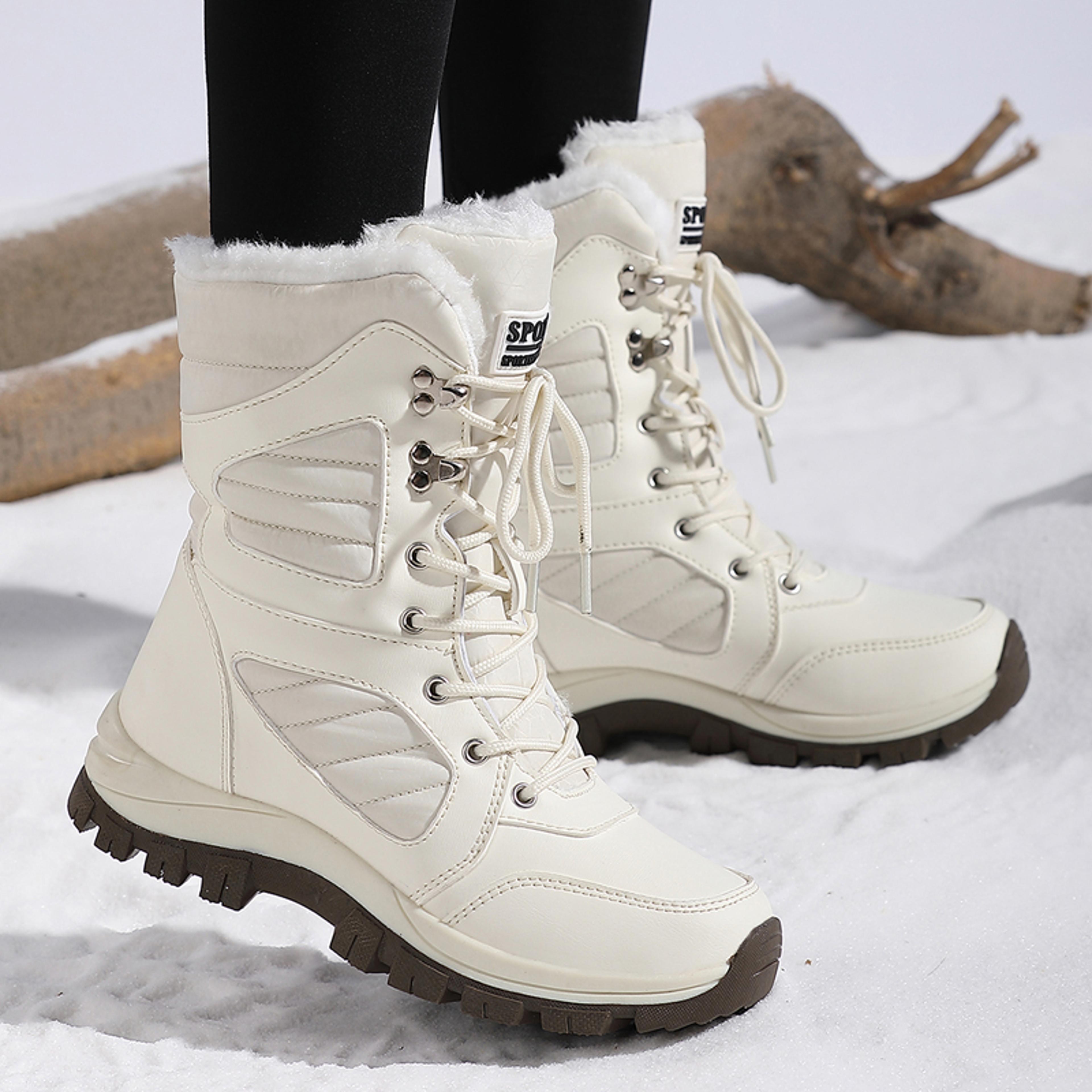 Winter Womens Snow Boots High Top Waterproof Ankle Boots Ladies Thick Plus Warm Snow Hiking Outdoor 1