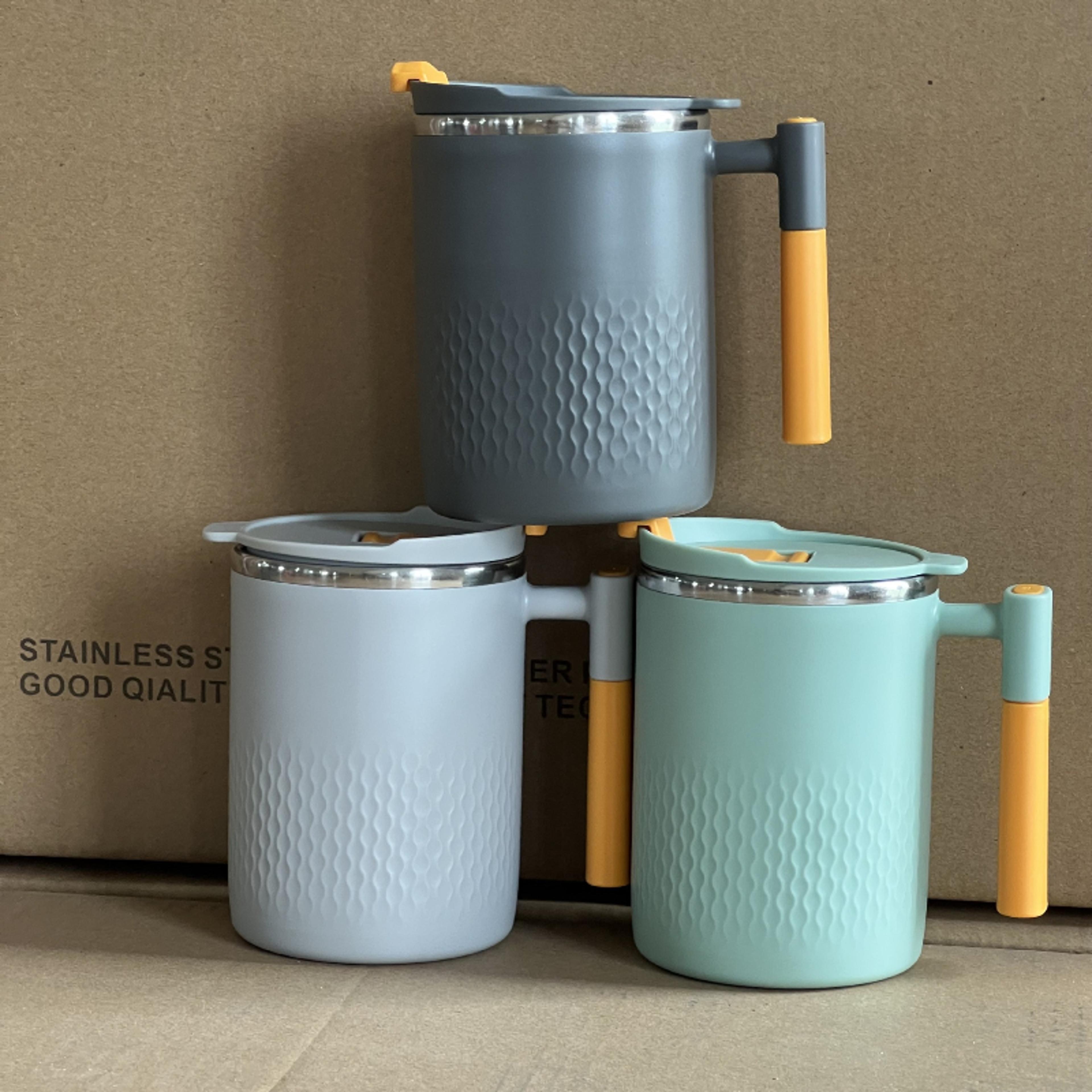 HeatResistant Double Wall Stainless Steel Coffee Mug 304 Steel Thermos LeakProof Lid And Handle 5