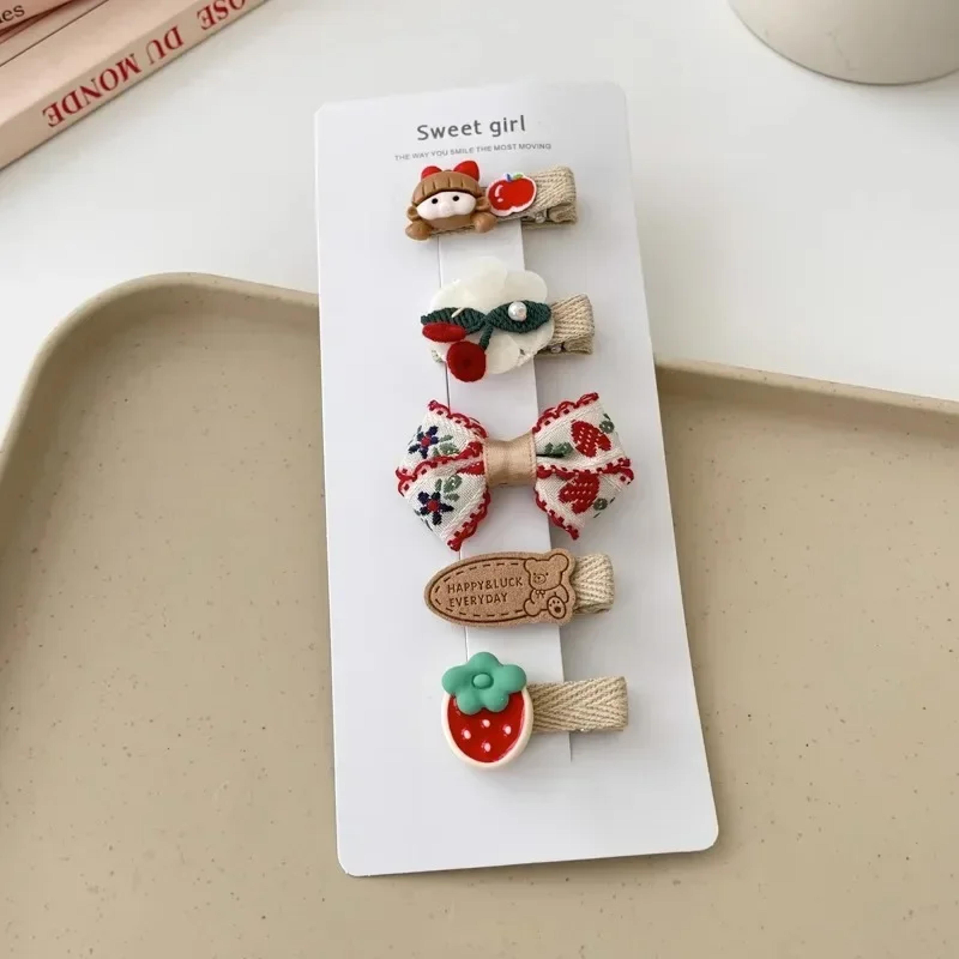 Plush Hairpin For Toddler Sweet Kids Hair Clip Beige Coffee Color Series Kawaii Bowknot Autumn Wint 9