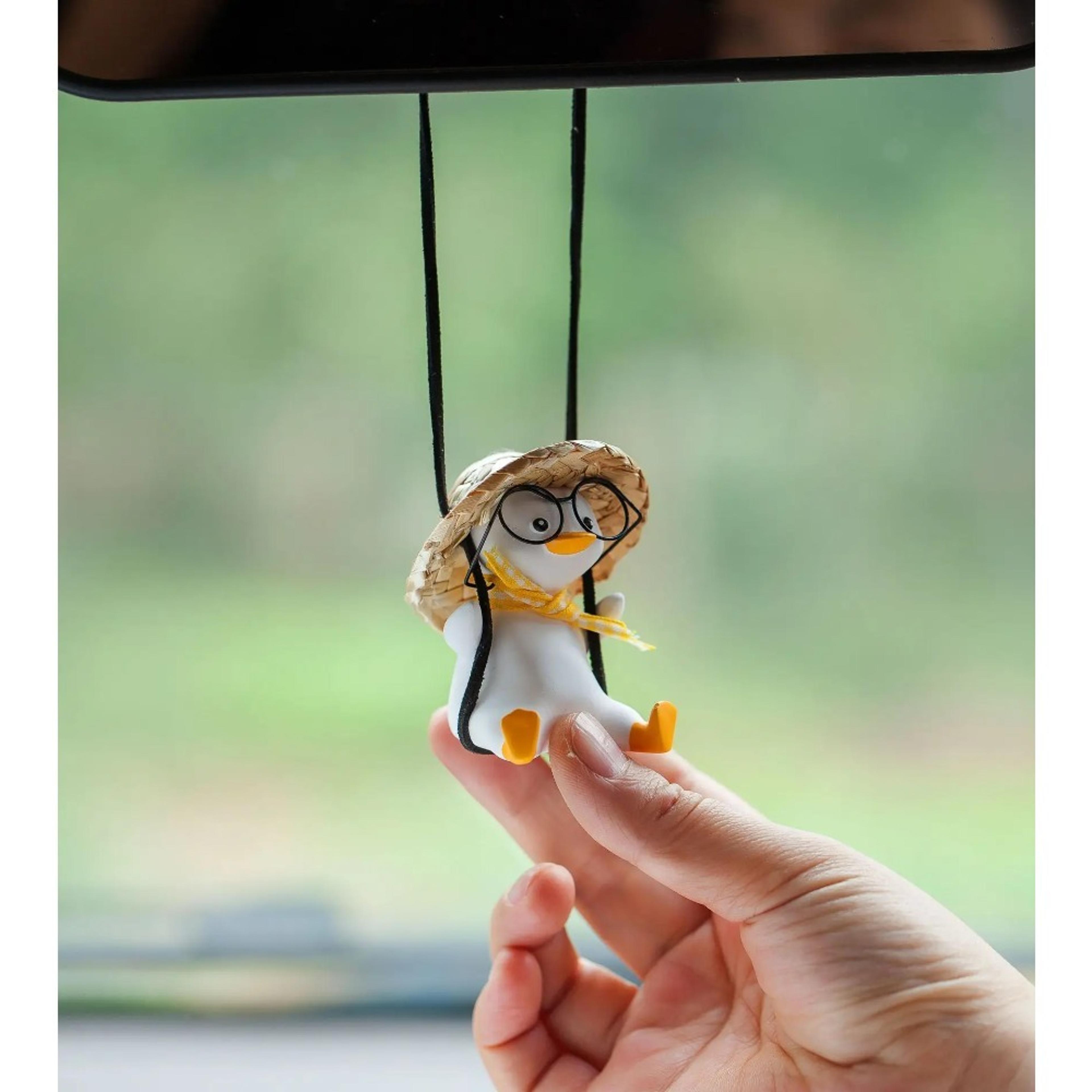 Holiday Swing Duck With Glasses Car Pendant Cute Swing Duck Car Interior Decoration Rearview Mirror 1