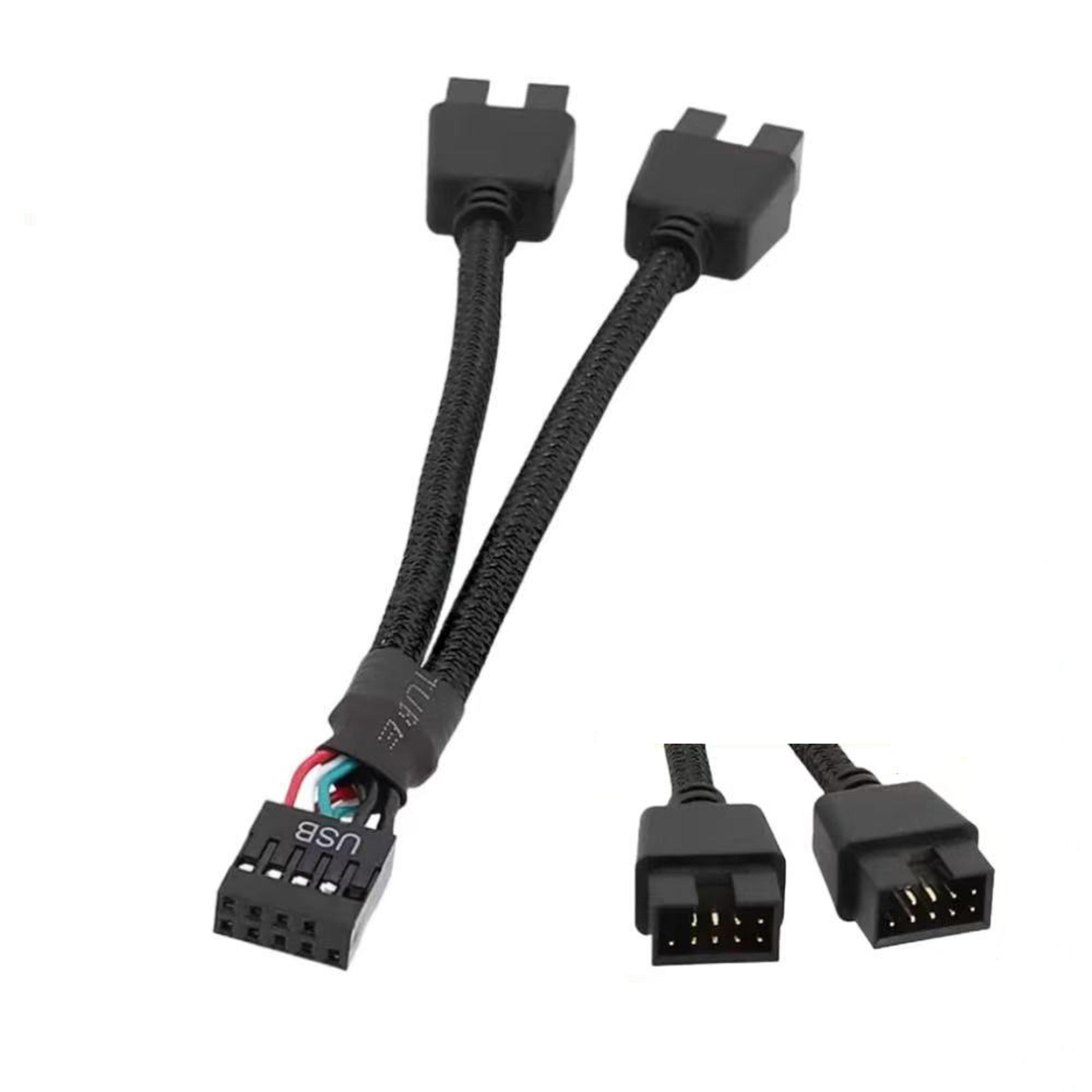 USB To Dual Splitter Computer Case Data Transfer Cable Braided Shield HUB Extend Line 0