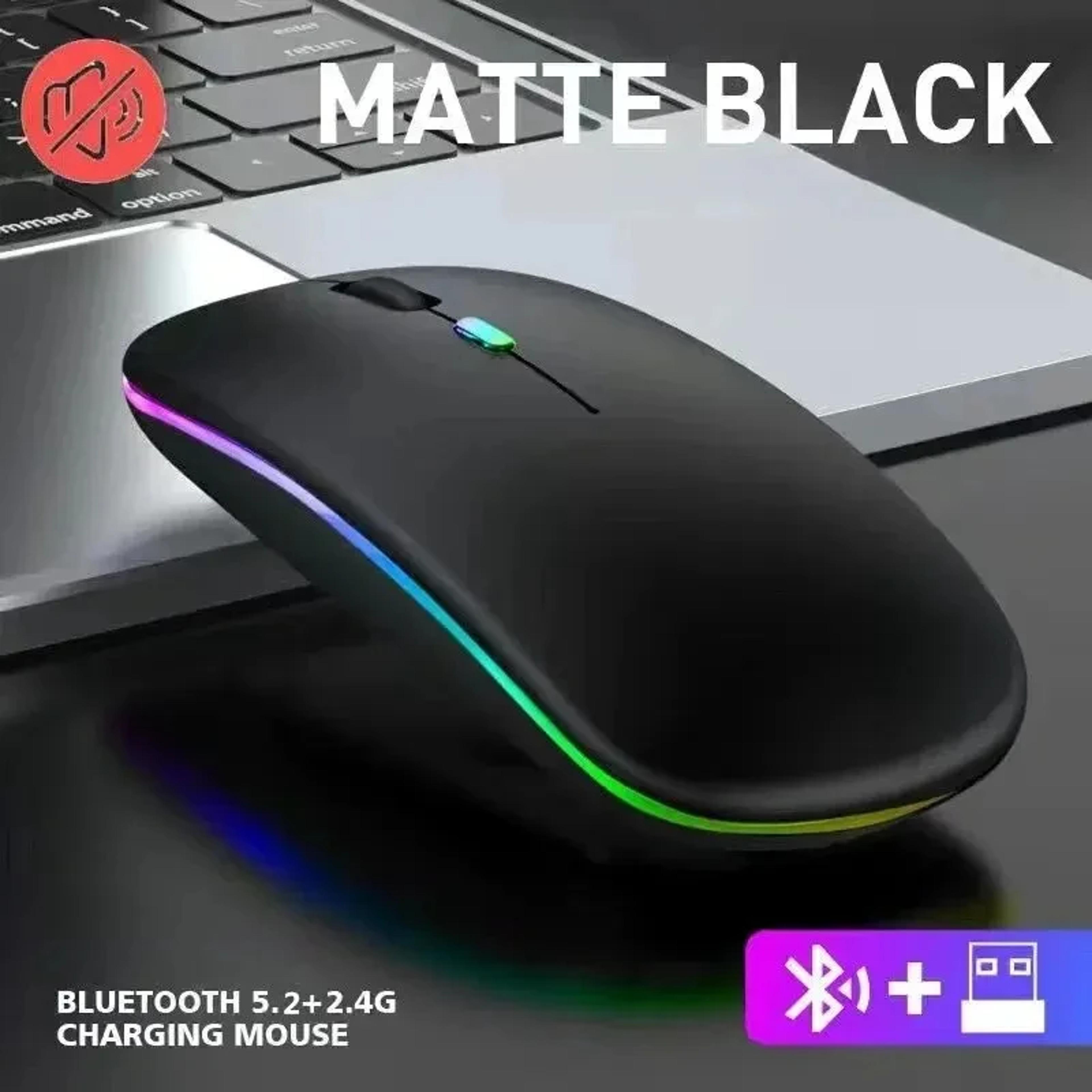 LED Backlit Wireless Mouse Rechargeable Silent Mice For PC 24Ghz Bluetooth Dual Mode 6