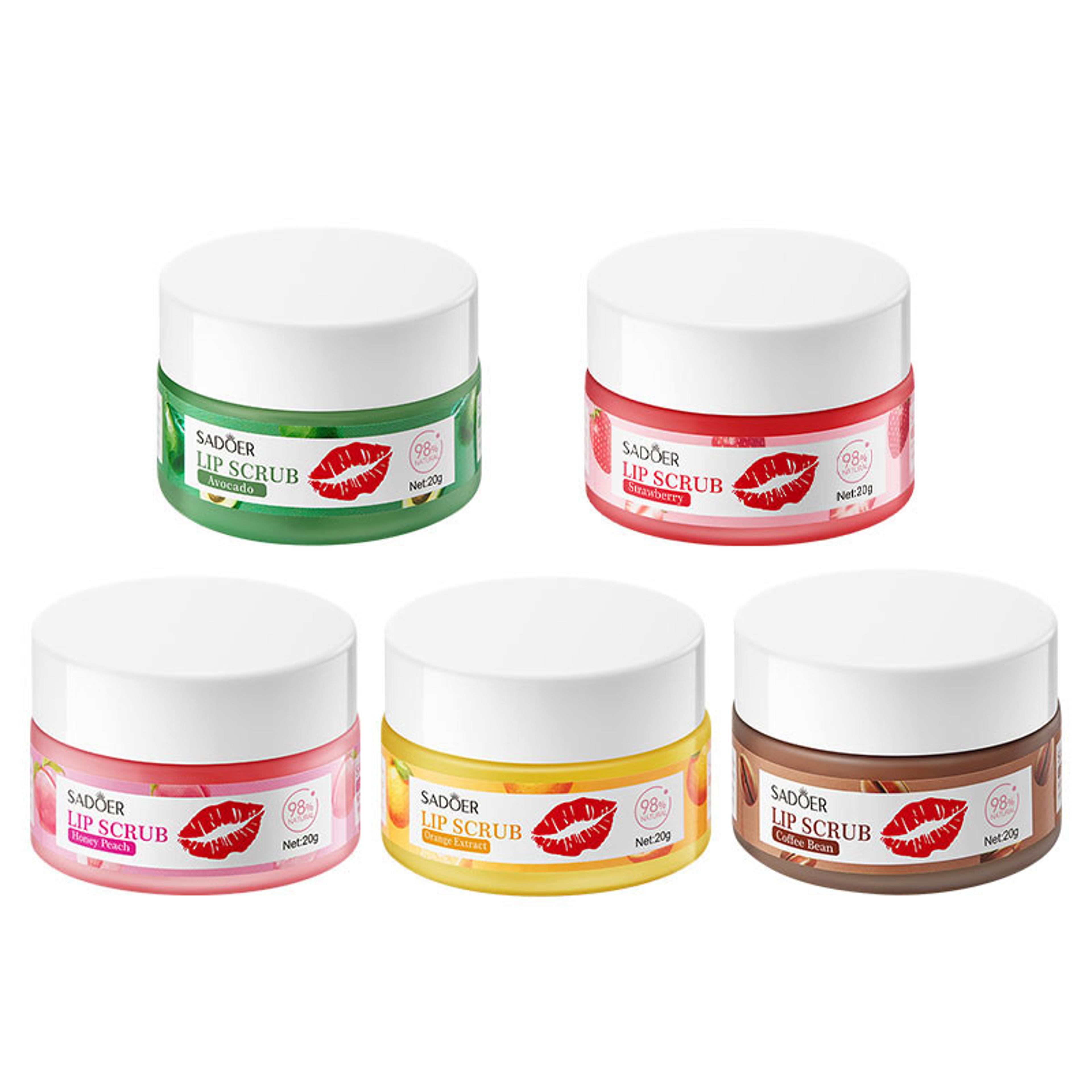 Strawberry Lip Scrub By SADOER Fruit Series Removes Dead Skin Moisturizes Brightens Lip Color Soft  4