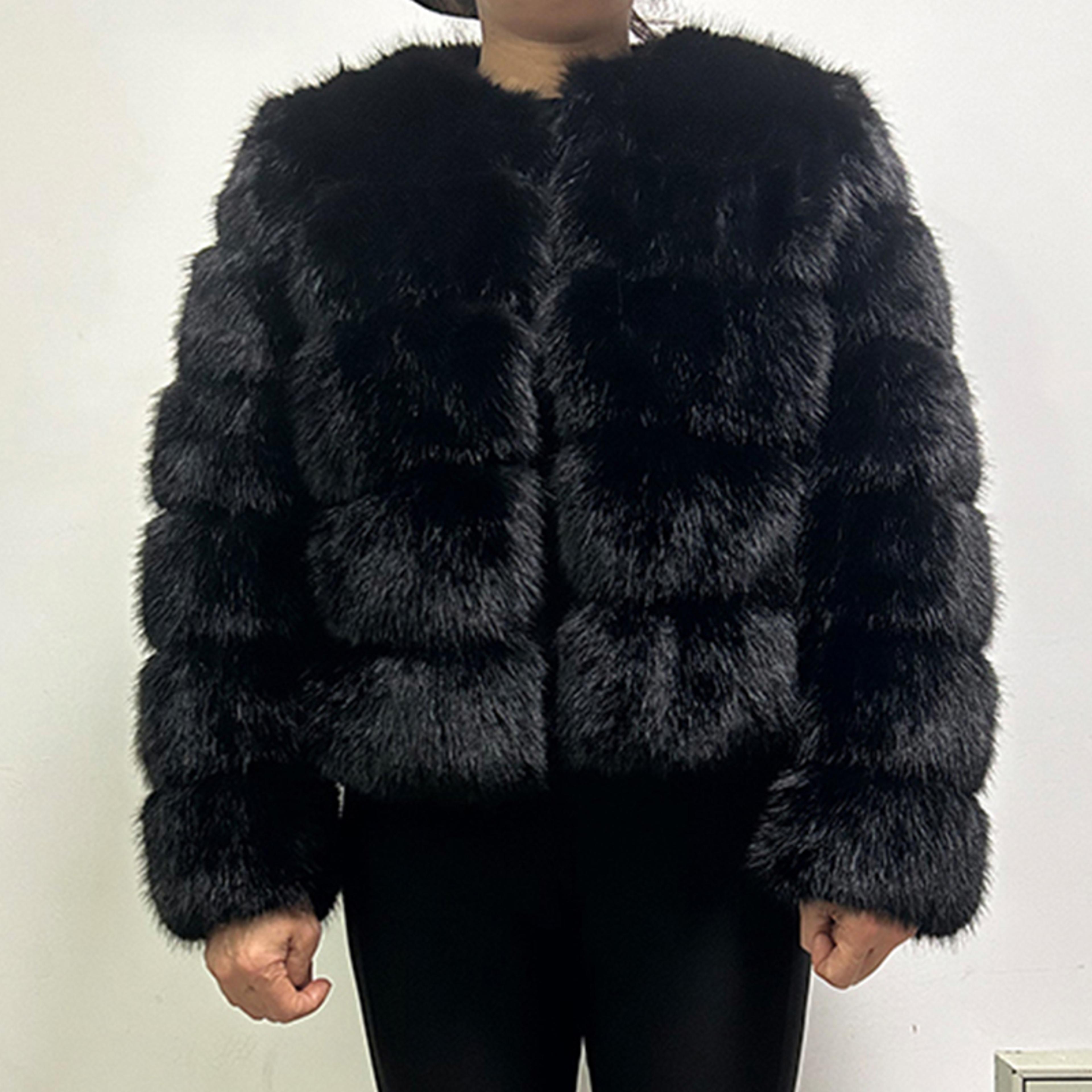 Luxury Faux Fur Coat 2024 Winter Fluffy Jacket For Women Thick Warm Raccoon Style Outwear 7